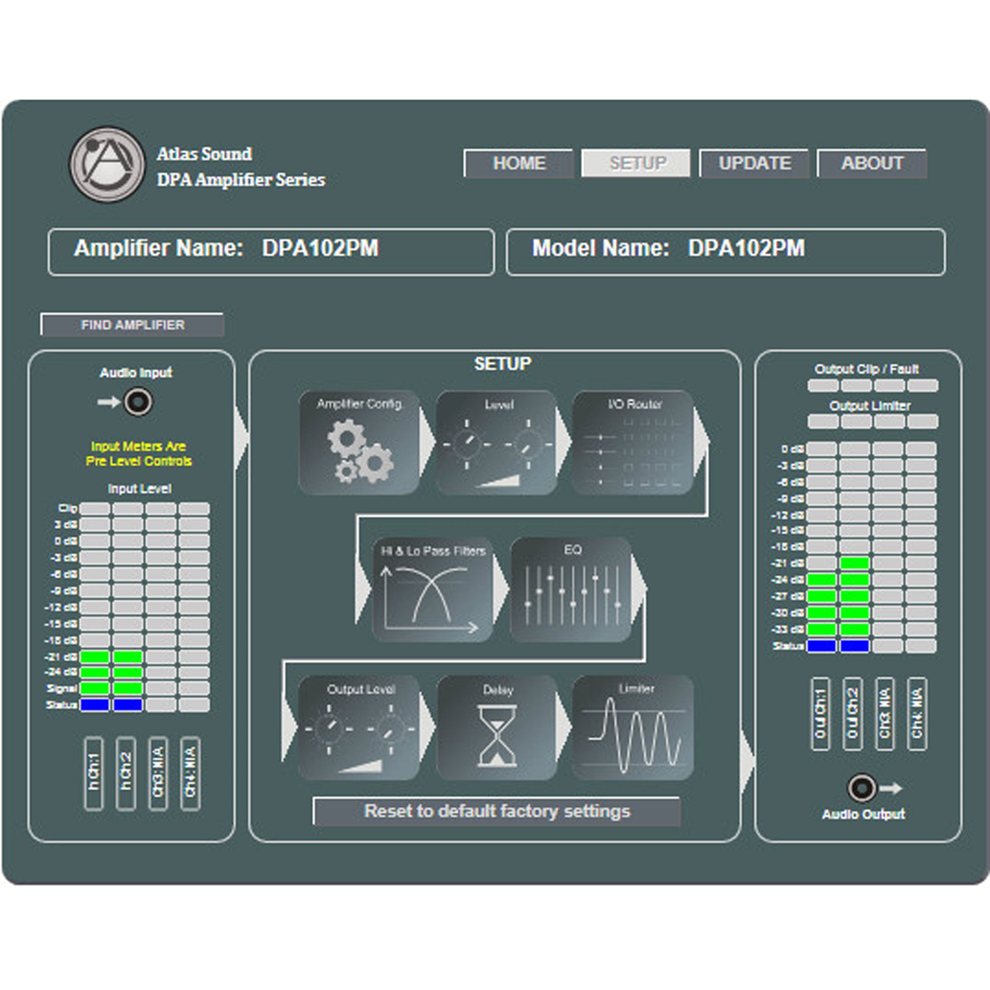 AtlasIED DPA-102PM Networkable 2-Channel Power Amplifier with DSP (2 x 100W)