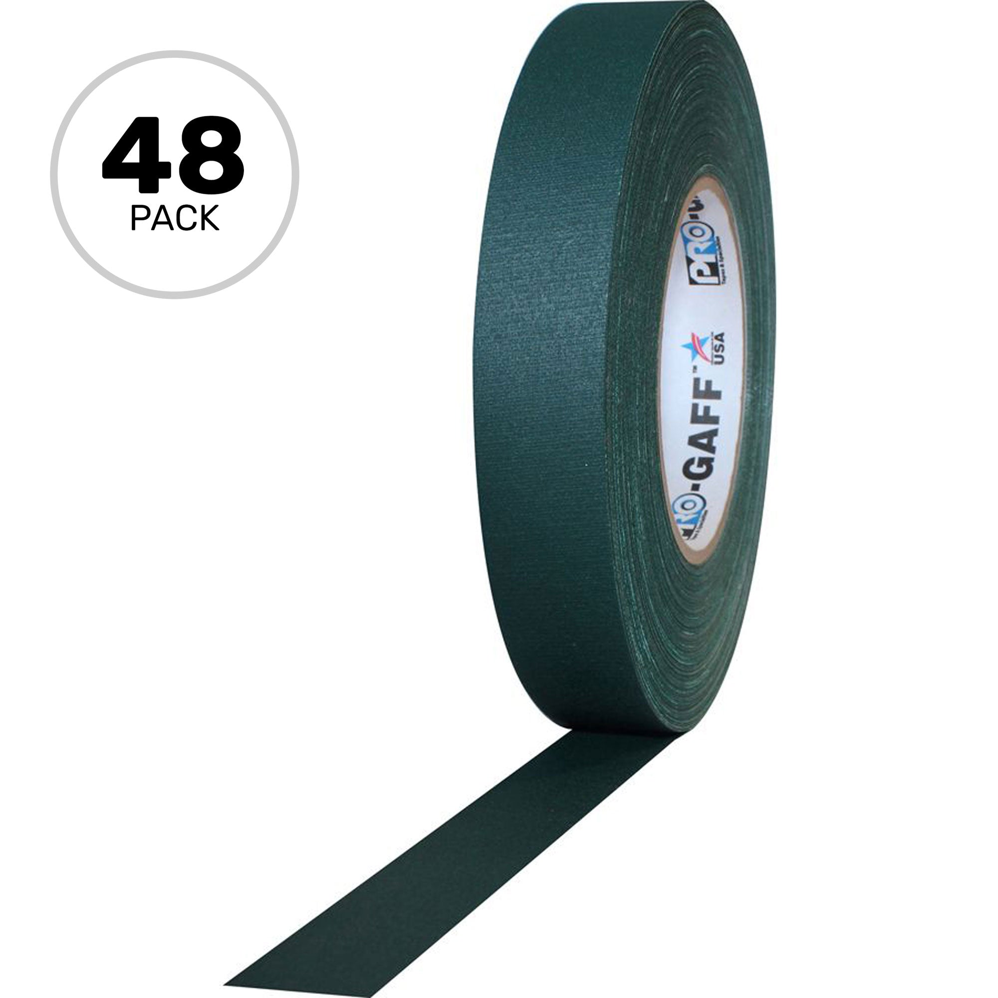 ProTapes Pro Gaff Premium Matte Cloth Gaffers Tape 1" x 55yds (Green, Case of 48)