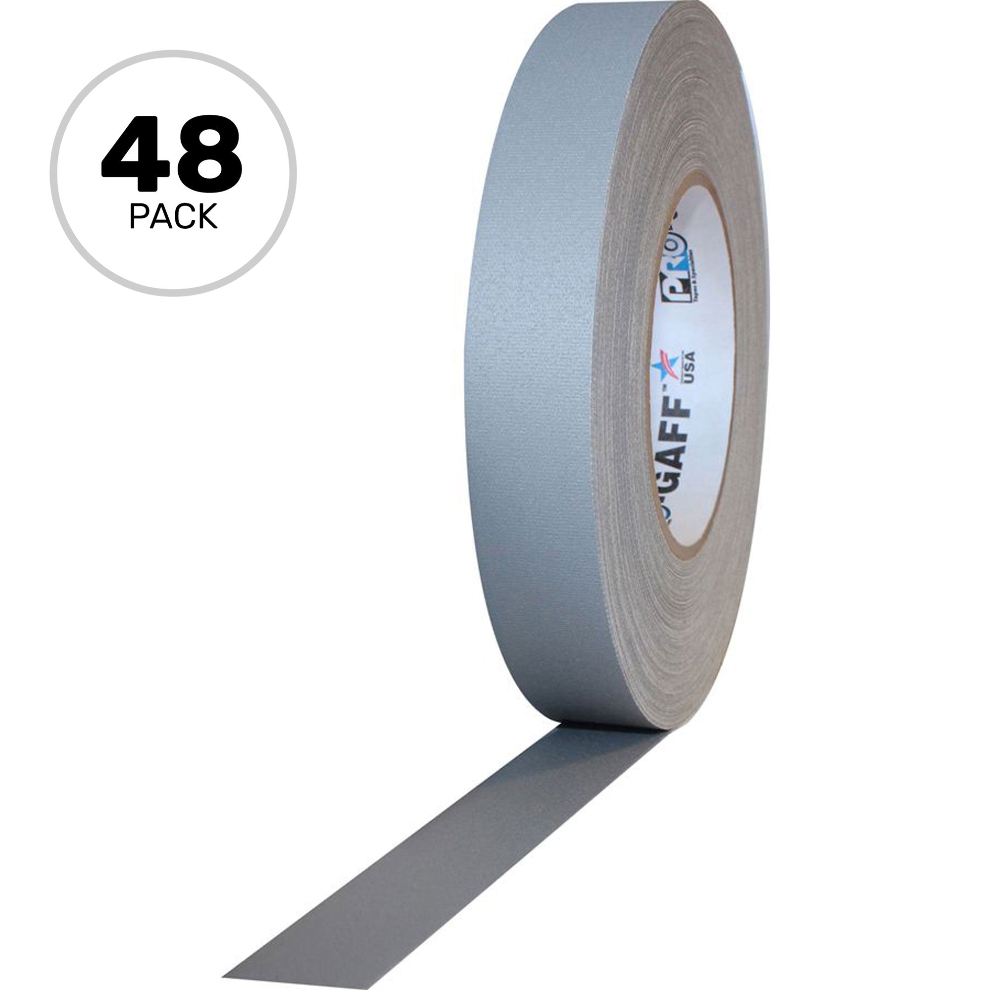 ProTapes Pro Gaff Premium Matte Cloth Gaffers Tape 1" x 55yds (Grey, Case of 48)