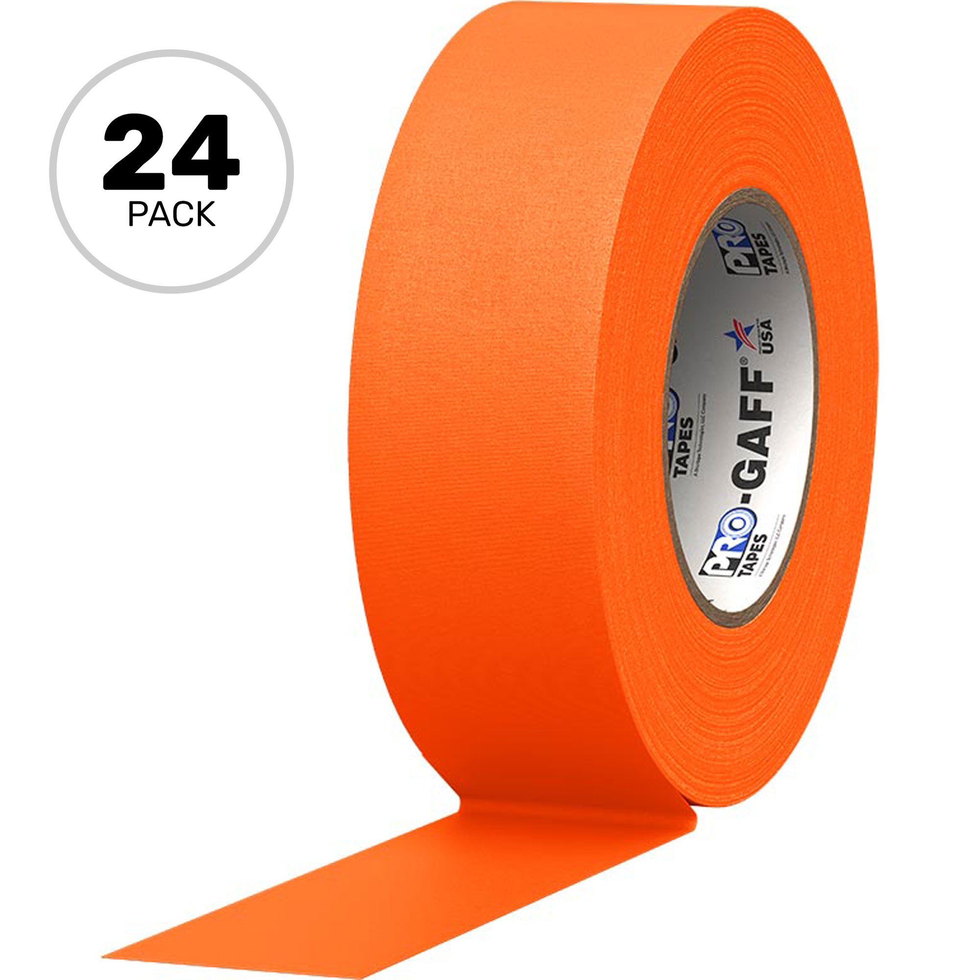 ProTapes Pro Gaff Premium Matte Cloth Gaffers Tape 2" x 50yds (Fluorescent Orange, Case of 24)