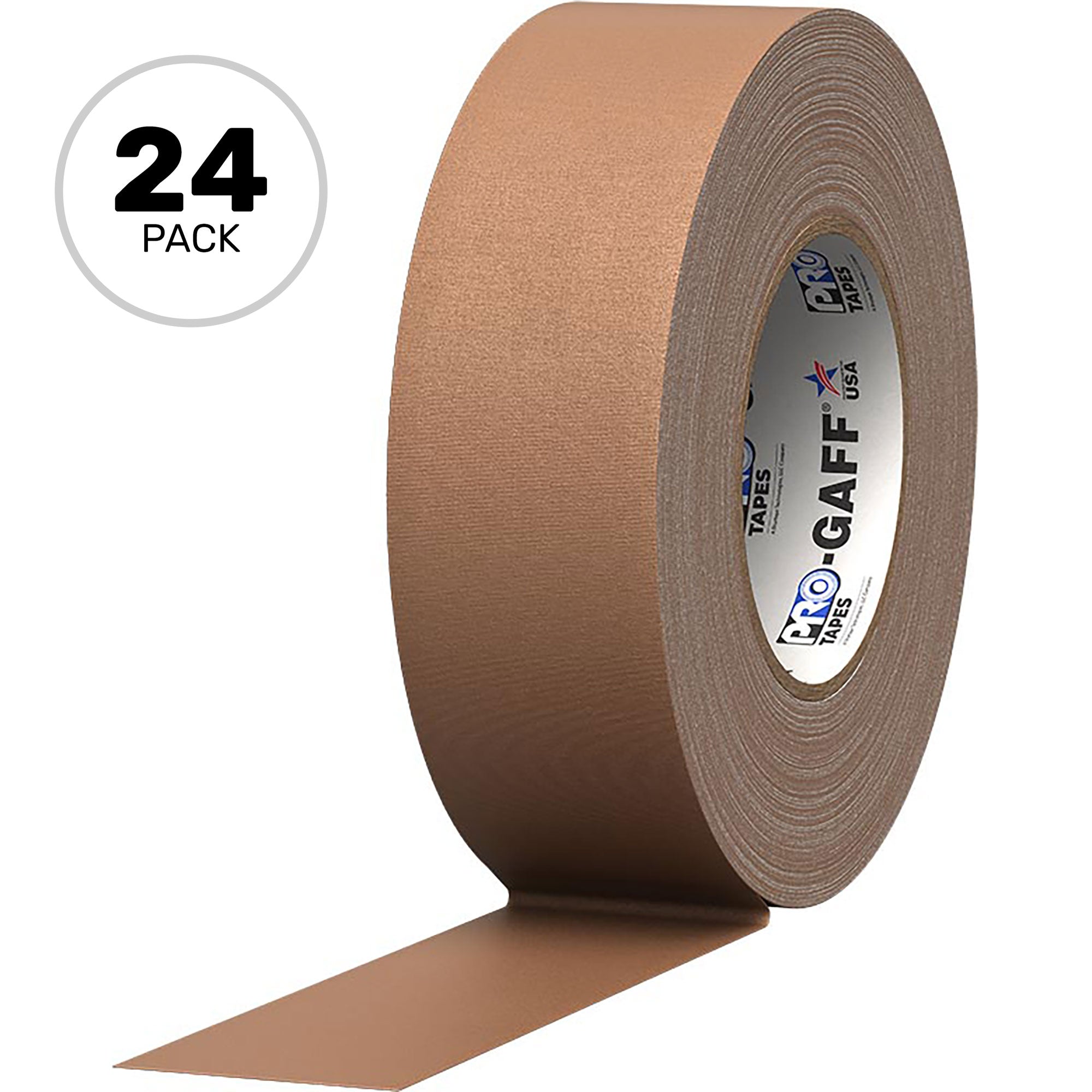 ProTapes Pro Gaff Premium Matte Cloth Gaffers Tape 2" x 55yds (Tan, Case of 24)