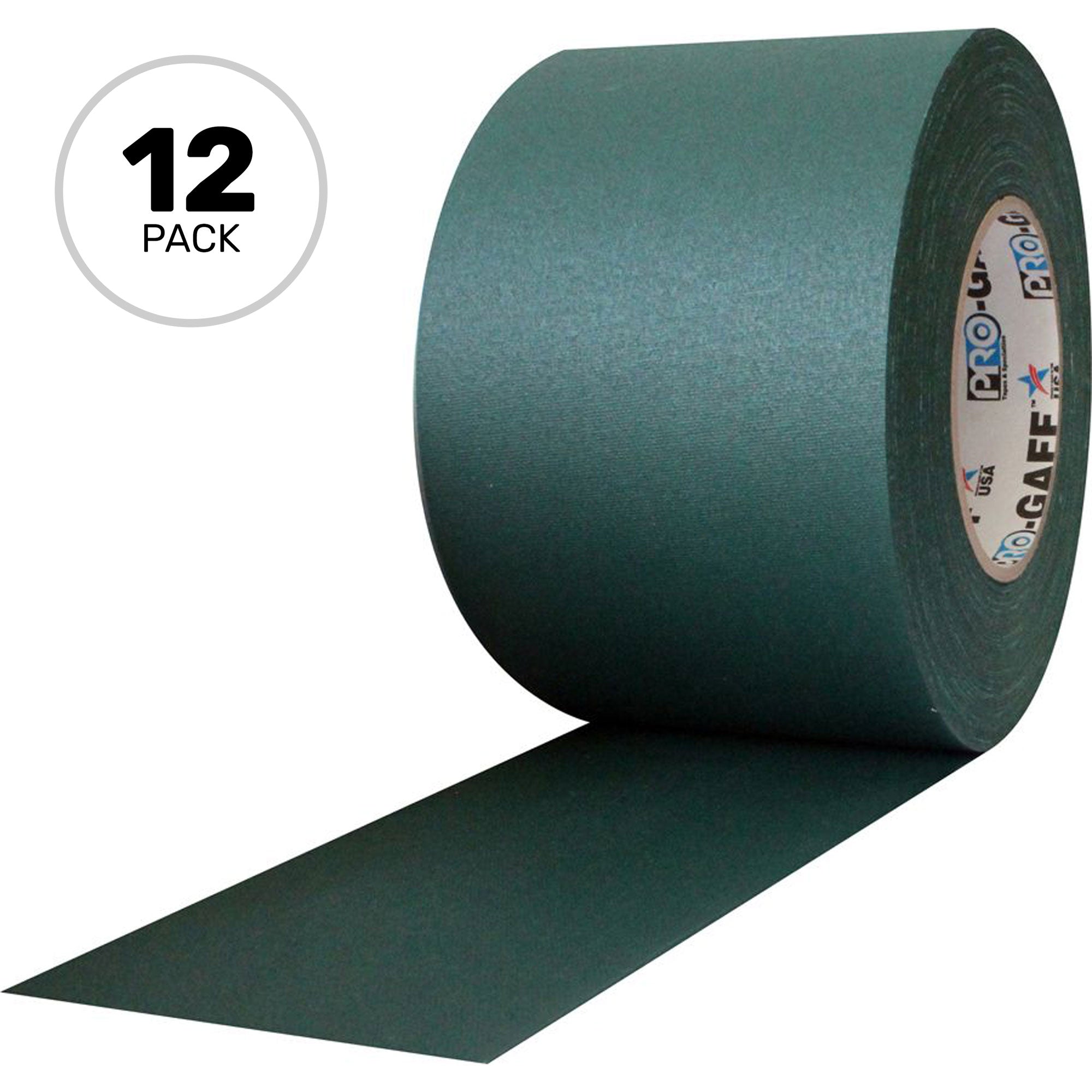 ProTapes Pro Gaff Premium Matte Cloth Gaffers Tape 4" x 55yds (Green, Case of 12)