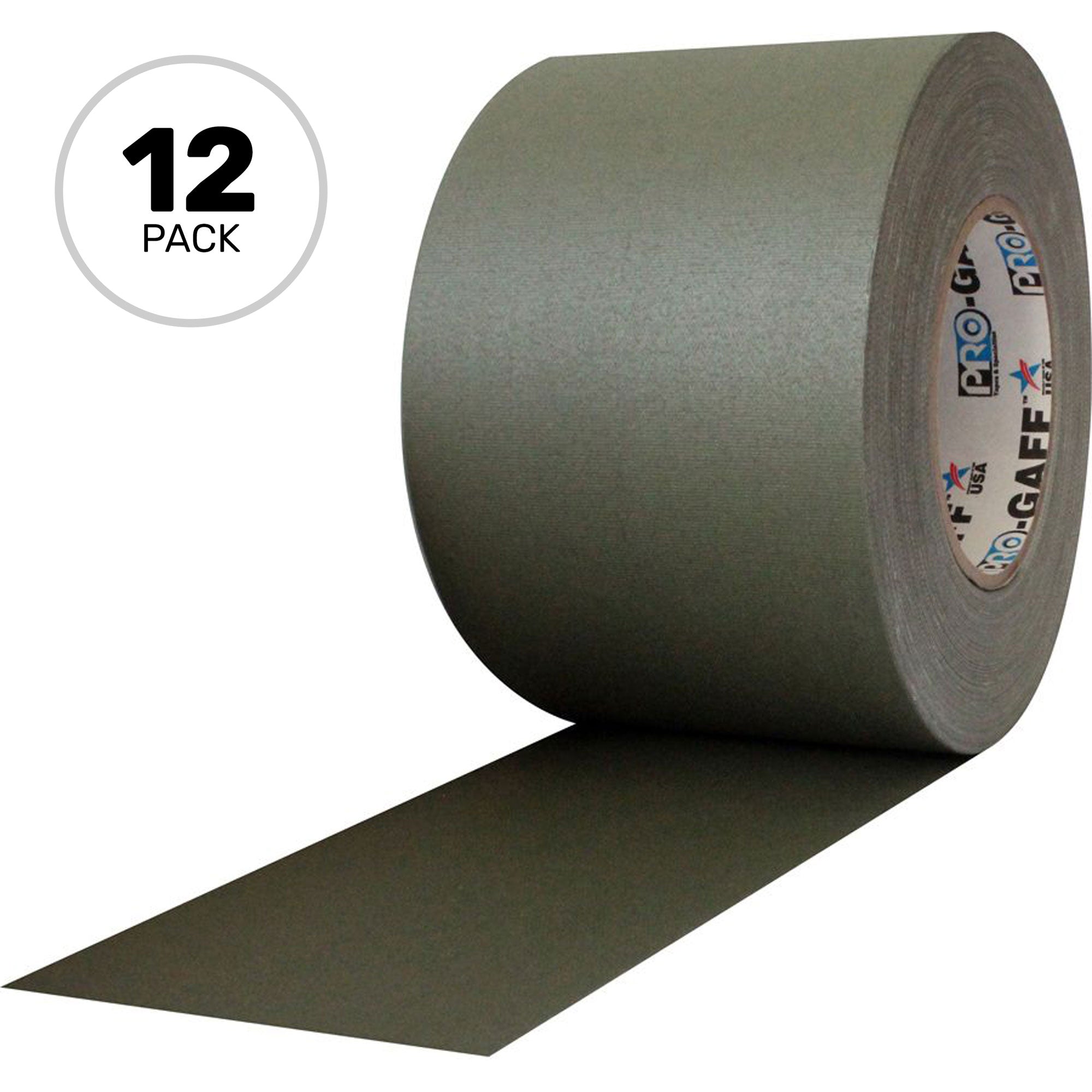 ProTapes Pro Gaff Premium Matte Cloth Gaffers Tape 4" x 55yds (Olive Drab OD Green, Case of 12)