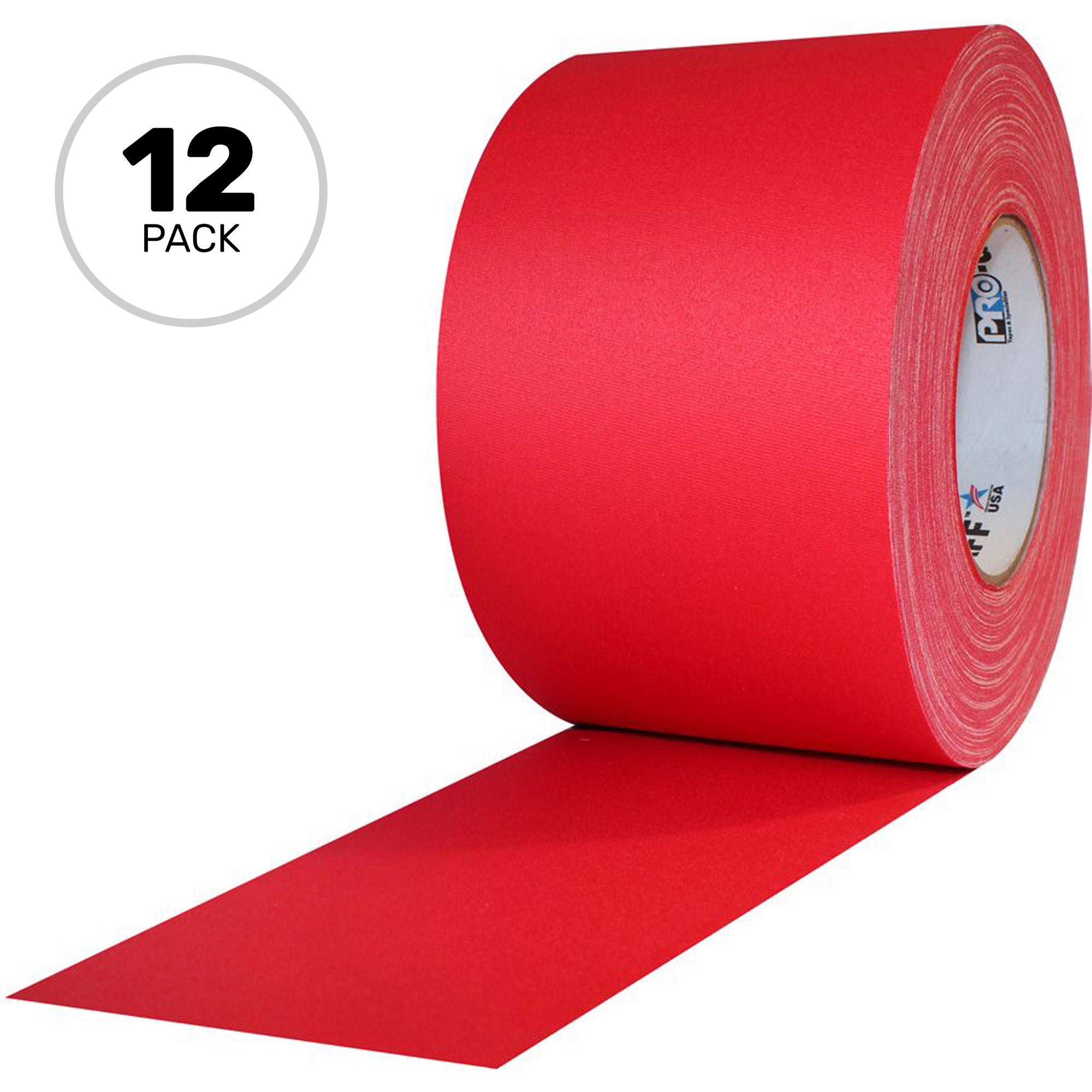 ProTapes Pro Gaff Premium Matte Cloth Gaffers Tape 4" x 55yds (Red, Case of 12)