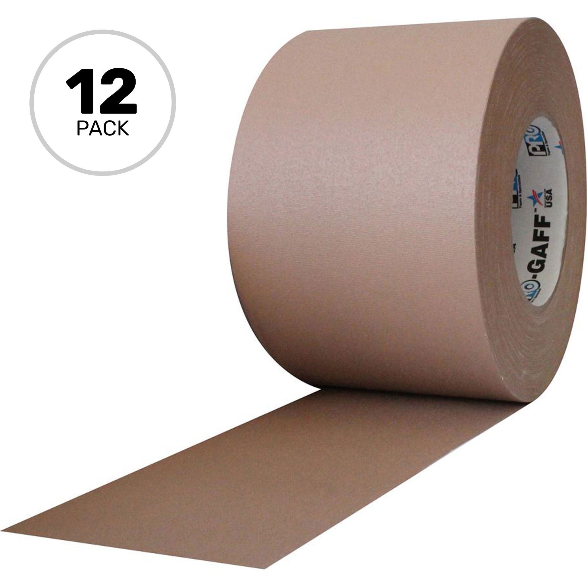 ProTapes Pro Gaff Premium Matte Cloth Gaffers Tape 4" x 55yds (Tan, Case of 12)