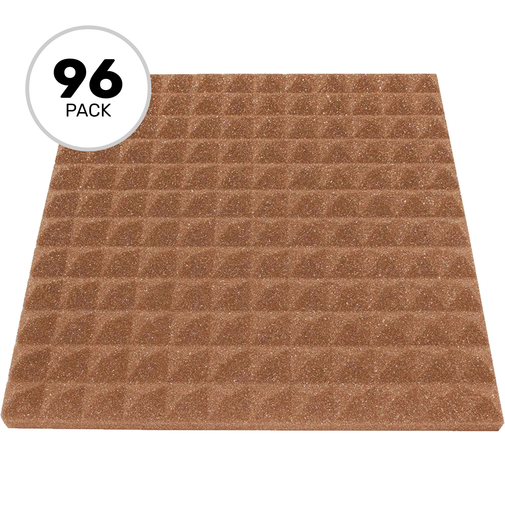 Performance Audio 12" x 12" x 1" Pyramid Acoustic Foam Tile (Brown, 96 Pack)