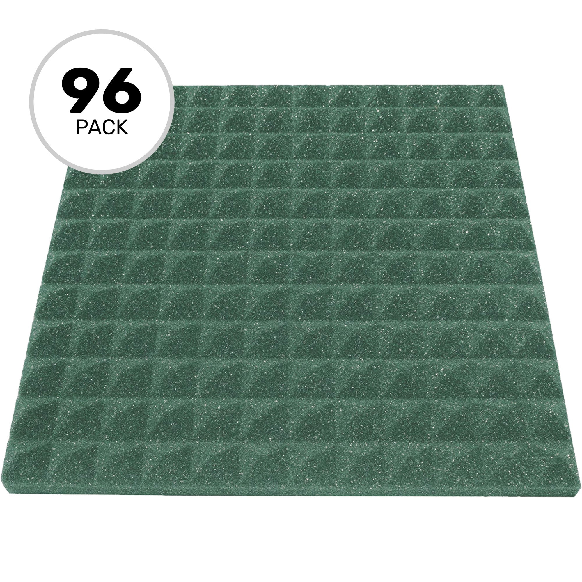 Performance Audio 12" x 12" x 1" Pyramid Acoustic Foam Tile (Forest Green, 96 Pack)