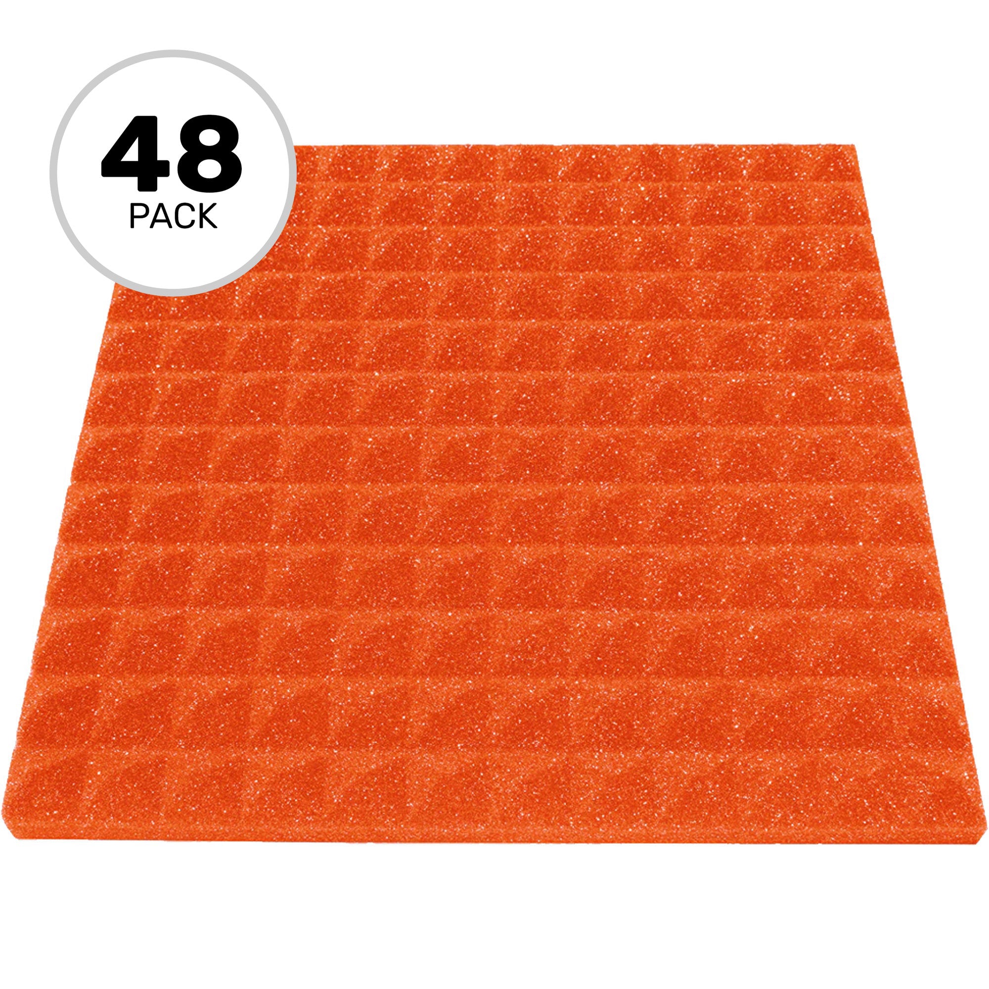 Performance Audio 12" x 12" x 1" Pyramid Acoustic Foam Tile (Orange, 48 Pack)