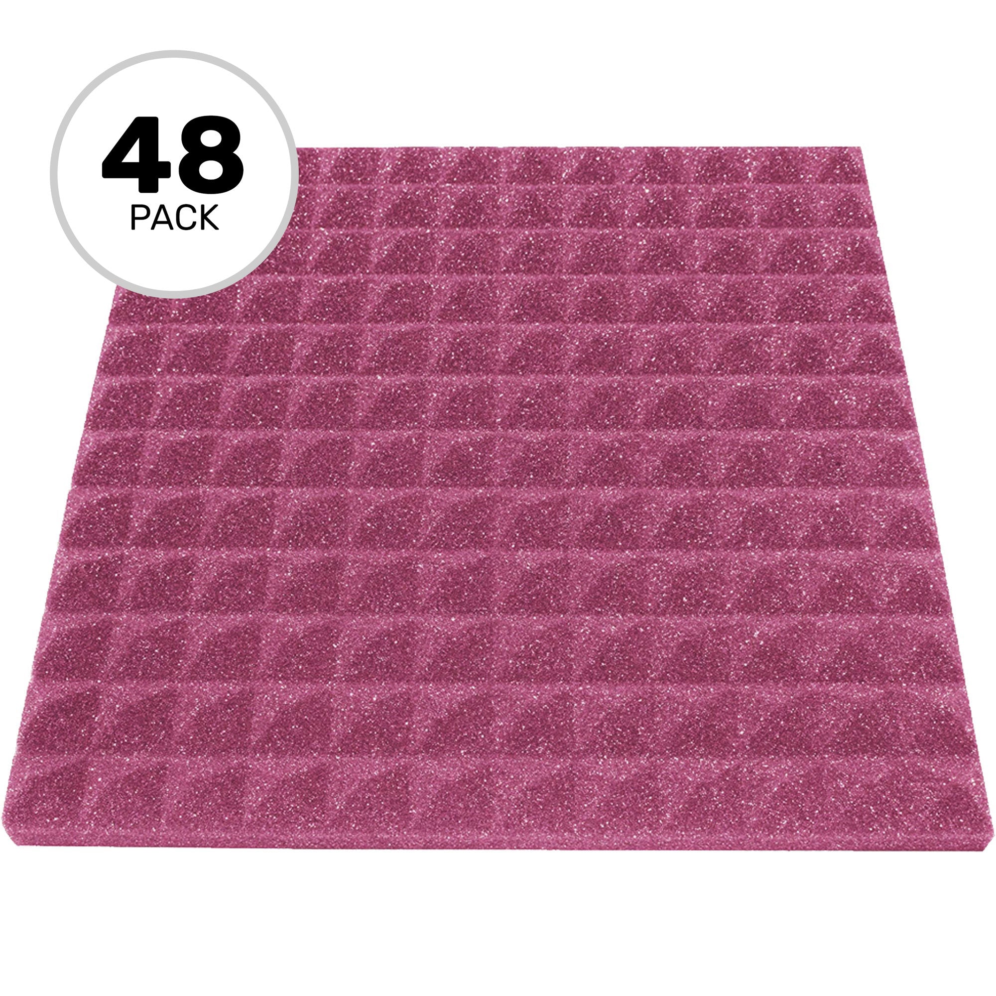 Performance Audio 12" x 12" x 1" Pyramid Acoustic Foam Tile (Plum, 48 Pack)