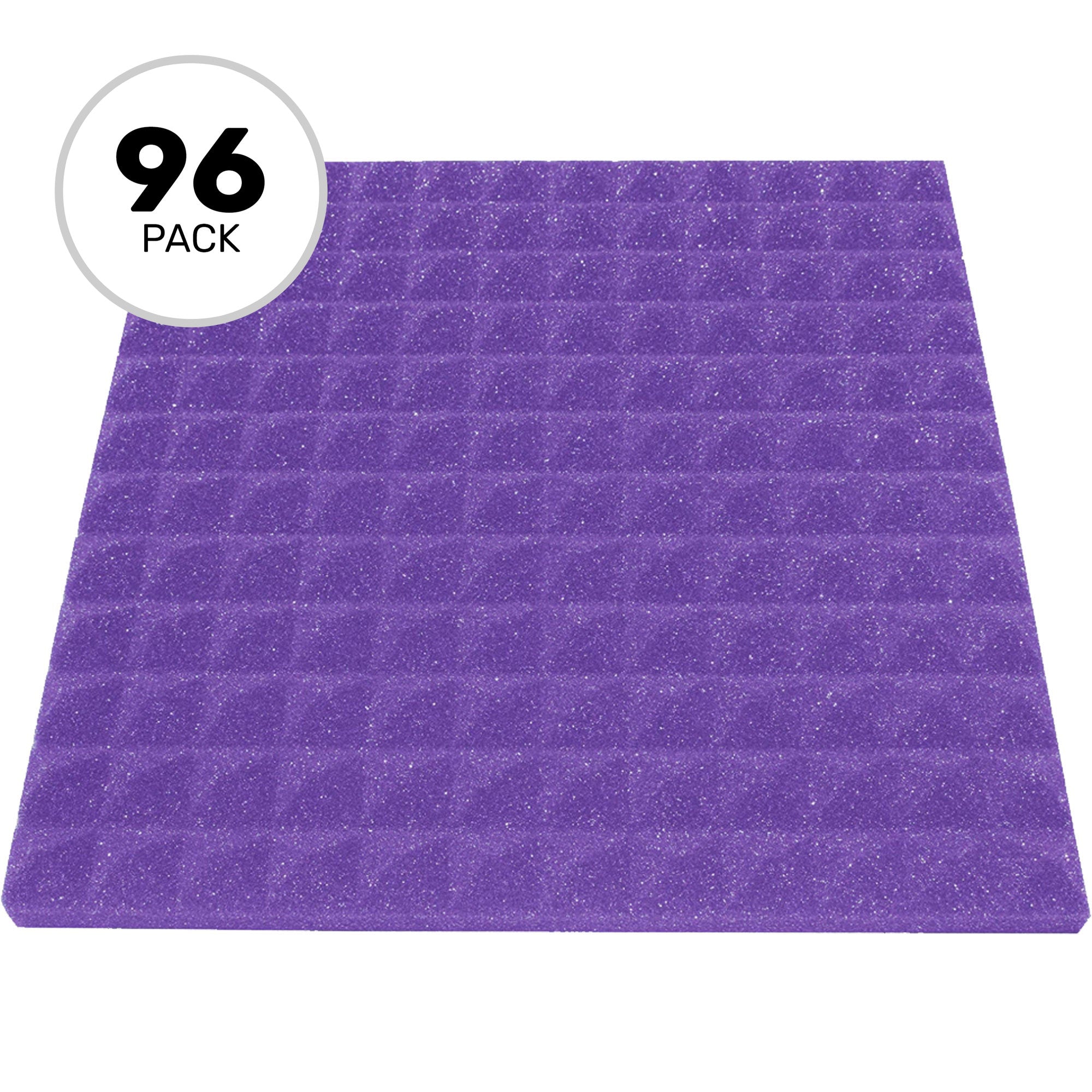 Performance Audio 12" x 12" x 1" Pyramid Acoustic Foam Tile (Purple, 96 Pack)