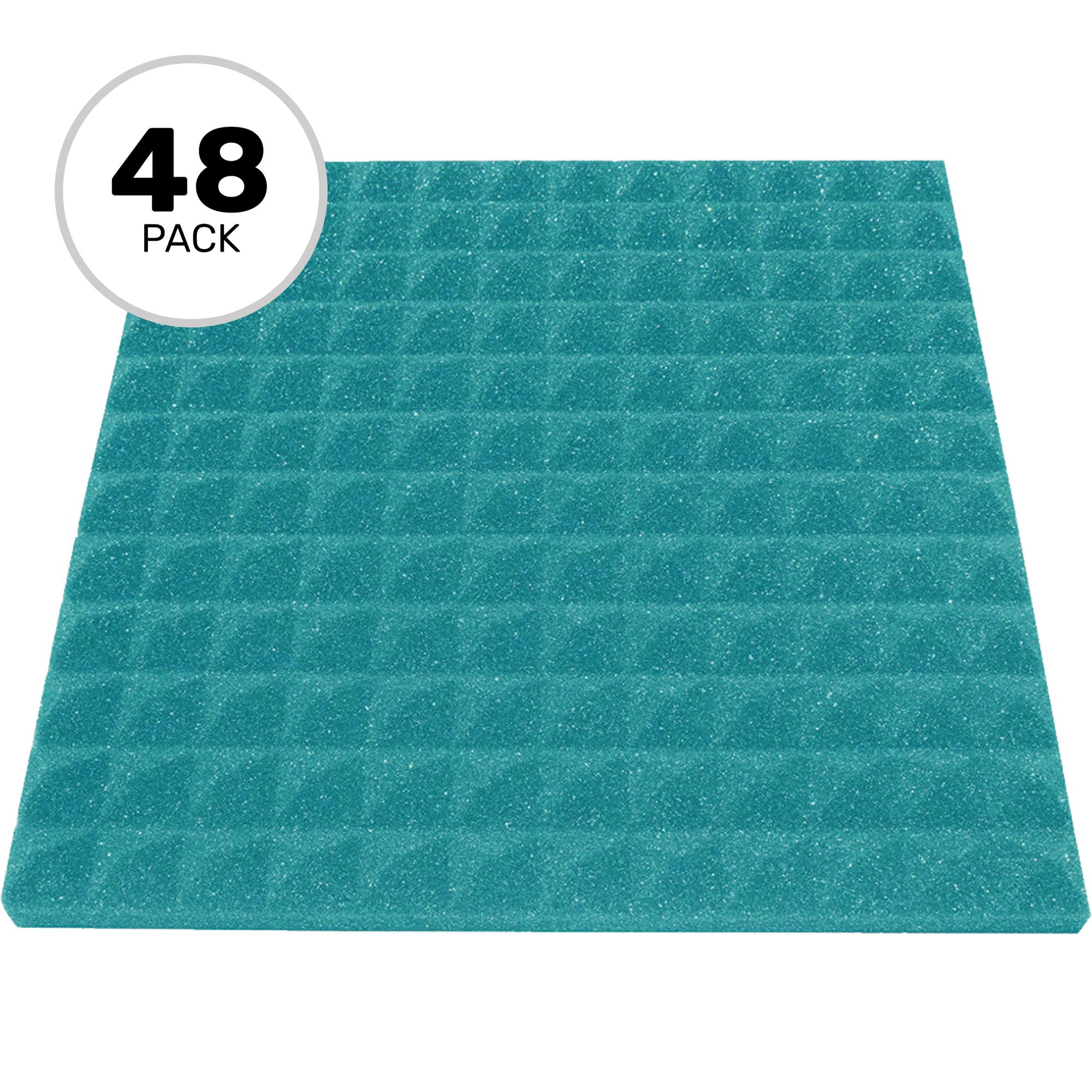 Performance Audio 12" x 12" x 1" Pyramid Acoustic Foam Tile (Teal, 48 Pack)