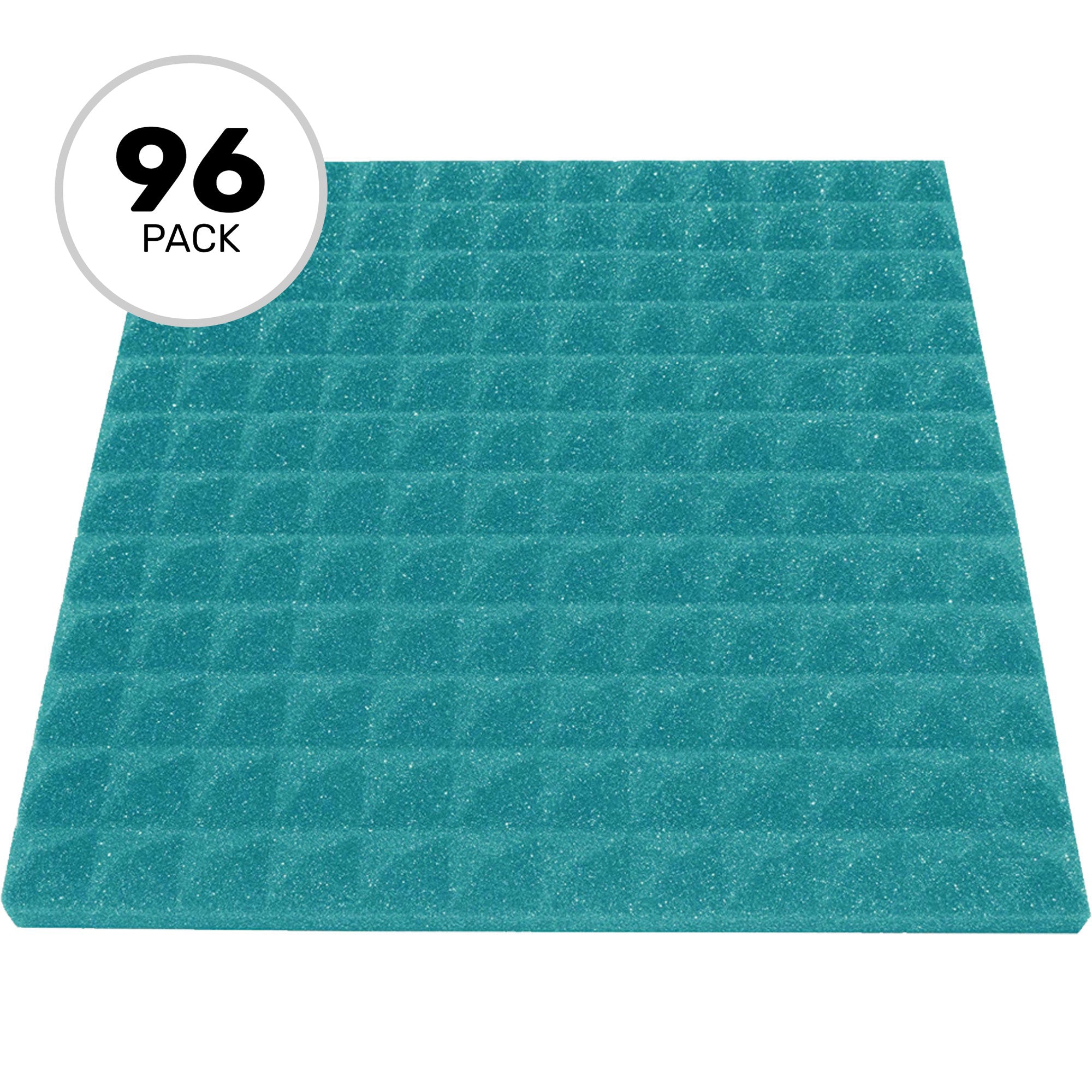 Performance Audio 12" x 12" x 1" Pyramid Acoustic Foam Tile (Teal, 96 Pack)