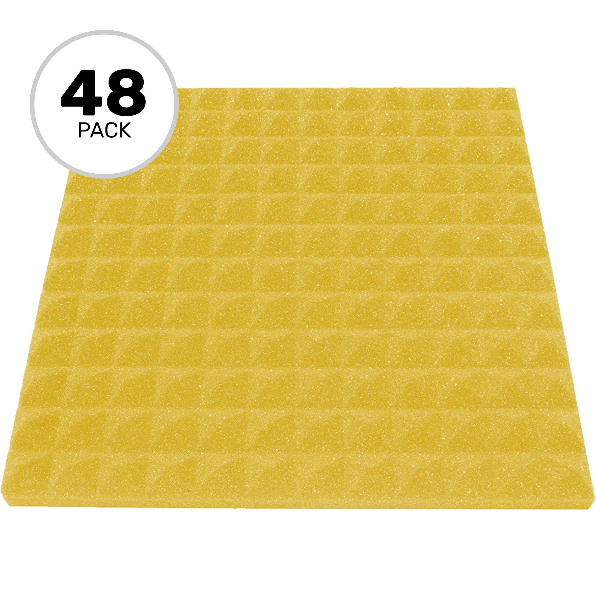 Performance Audio 12" x 12" x 1" Pyramid Acoustic Foam Tile (Yellow, 48 Pack)