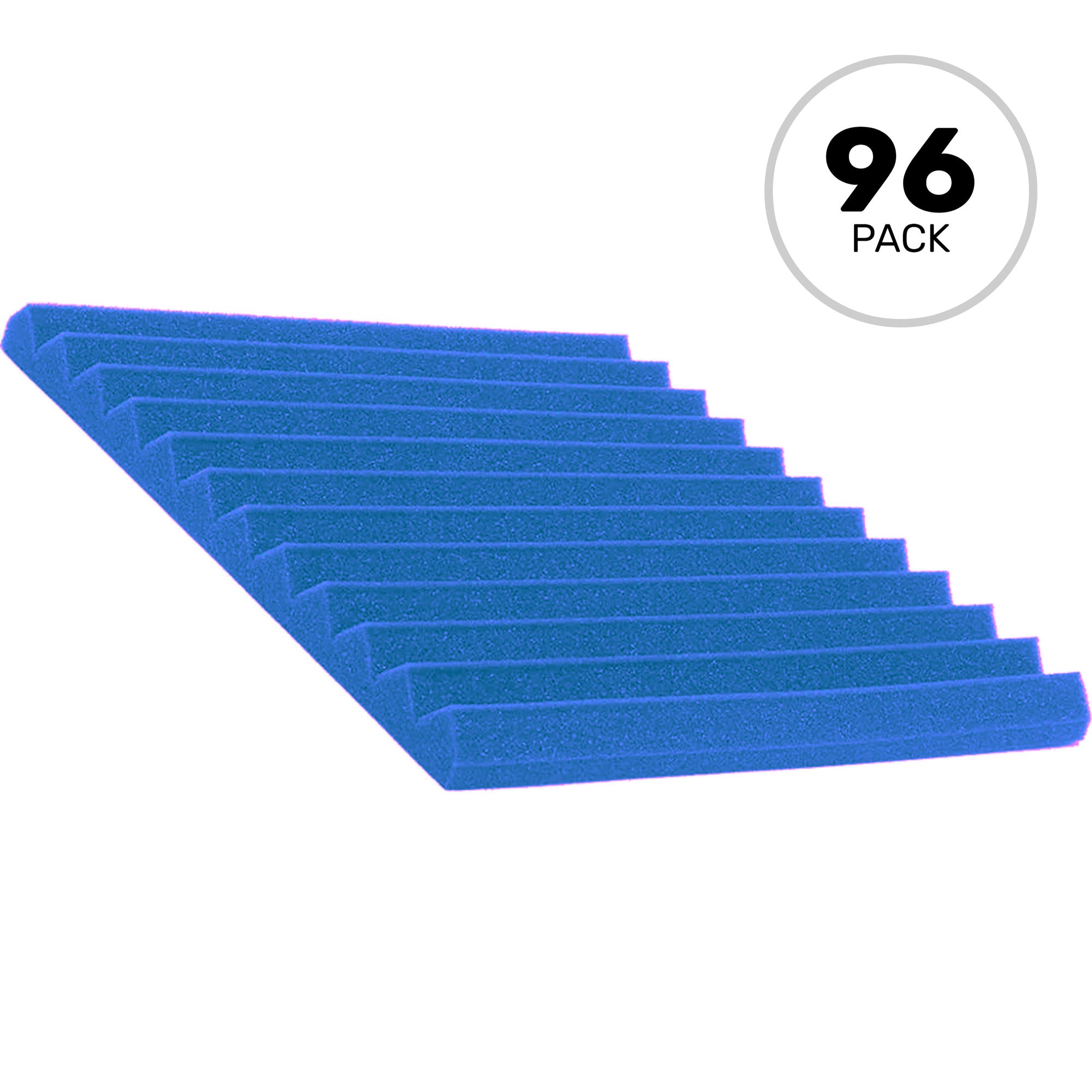 Performance Audio 12" x 12" x 1" Wedge Acoustic Foam Tile (Blue, 96 Pack)