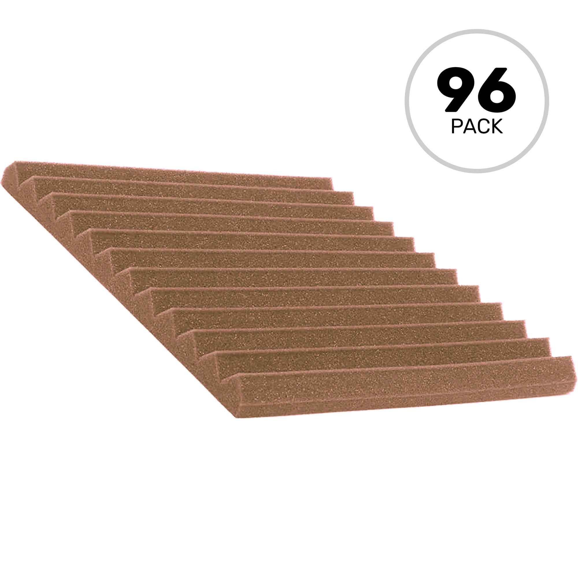 Performance Audio 12" x 12" x 1" Wedge Acoustic Foam Tile (Brown, 96 Pack)