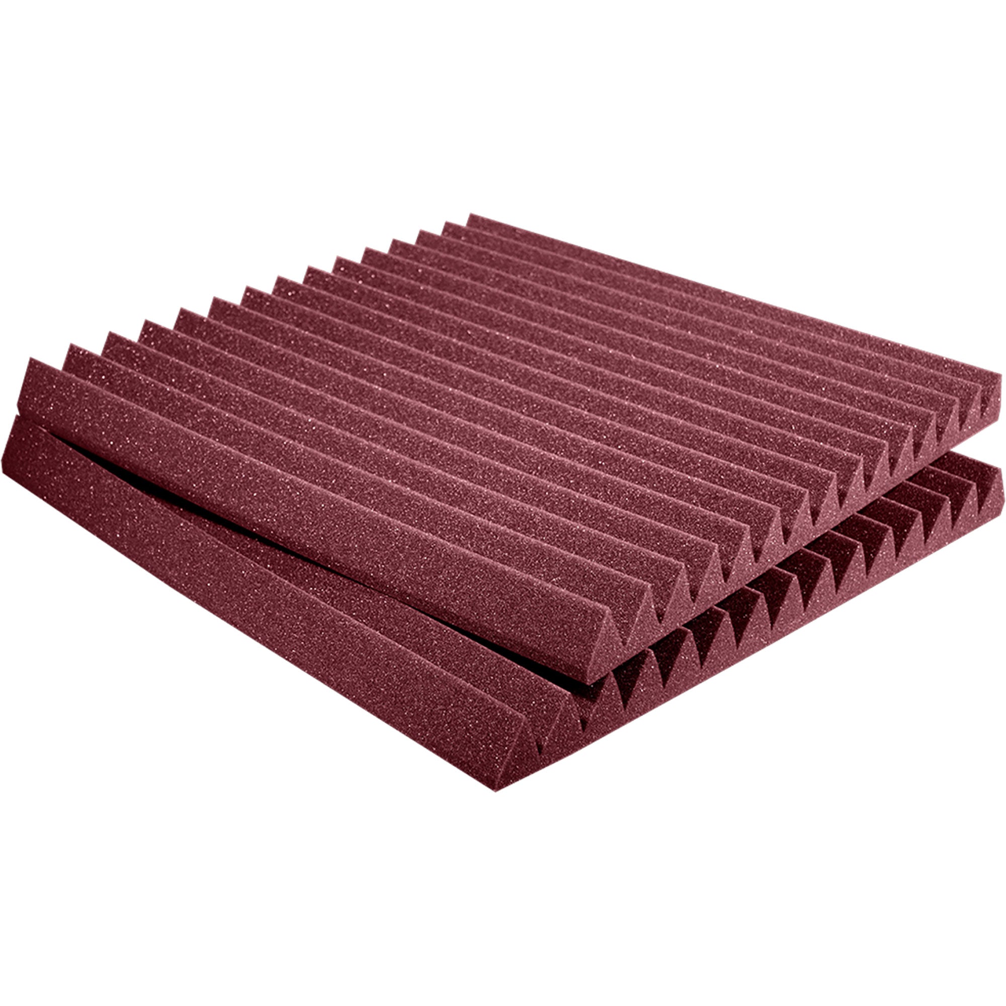 Performance Audio 12" x 12" x 1" Wedge Acoustic Foam Tile (Burgundy, 48 Pack)