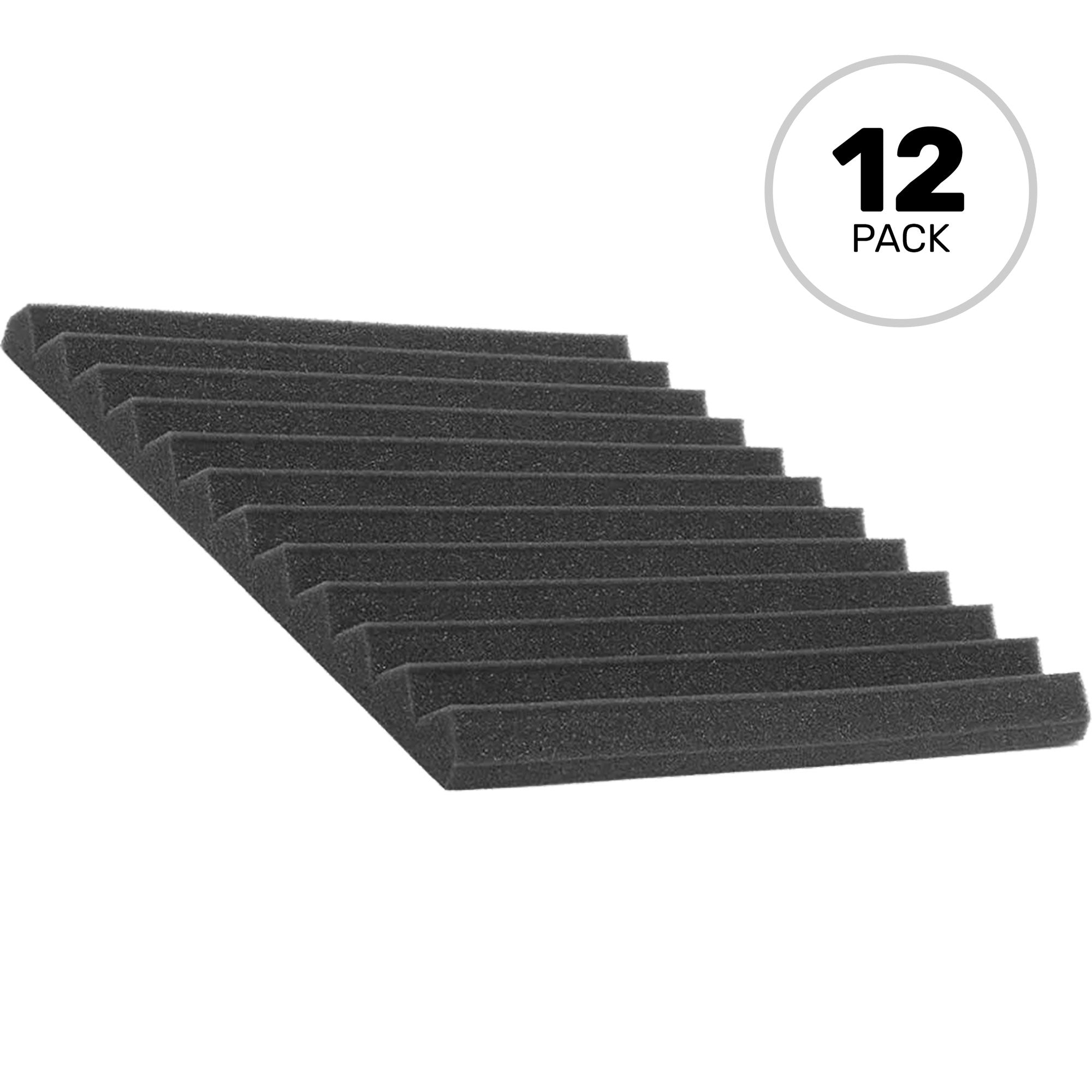 Performance Audio 12" x 12" x 1" Wedge Acoustic Foam Tile (Charcoal, 12 Pack)