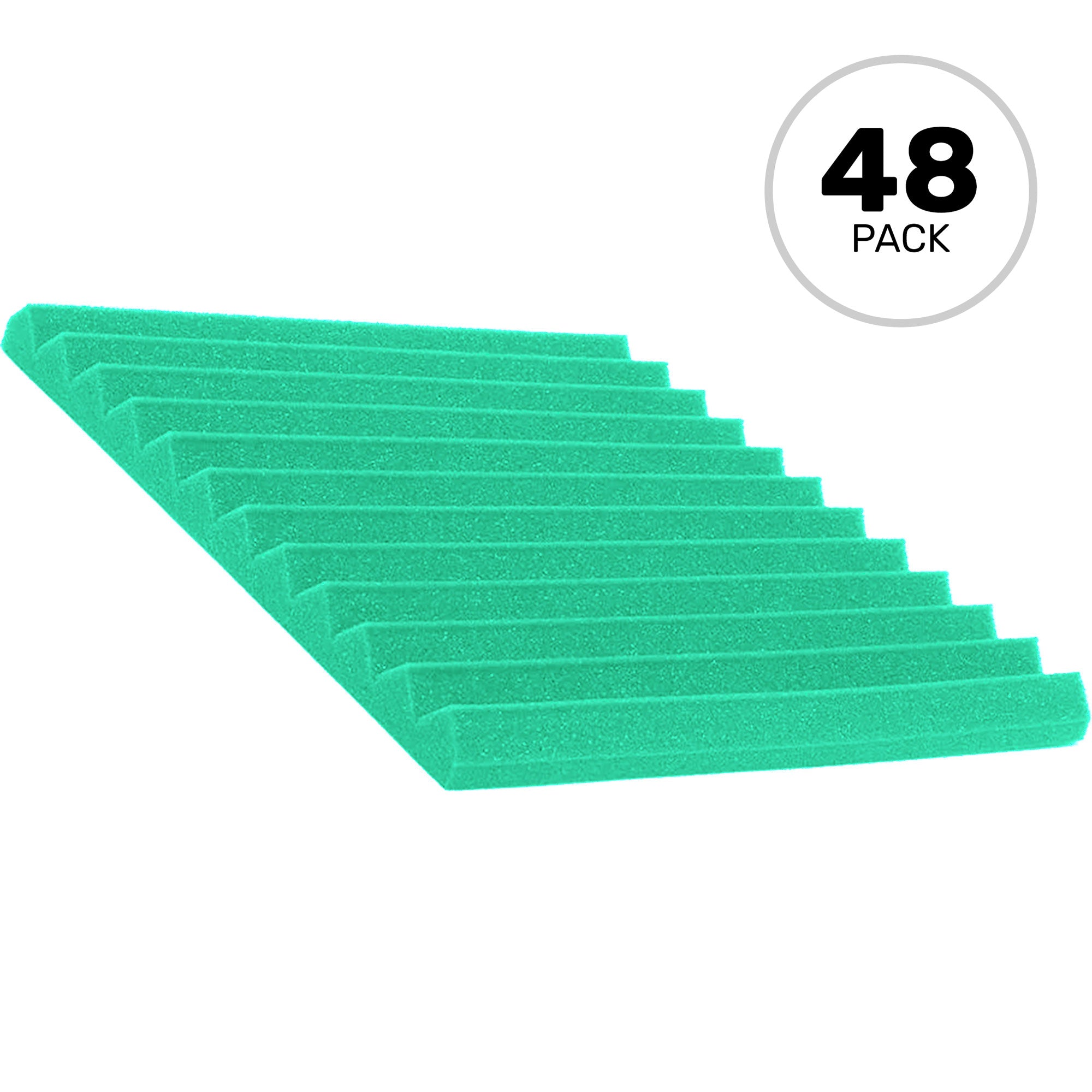 Performance Audio 12" x 12" x 1" Wedge Acoustic Foam Tile (Kelly Green, 48 Pack)