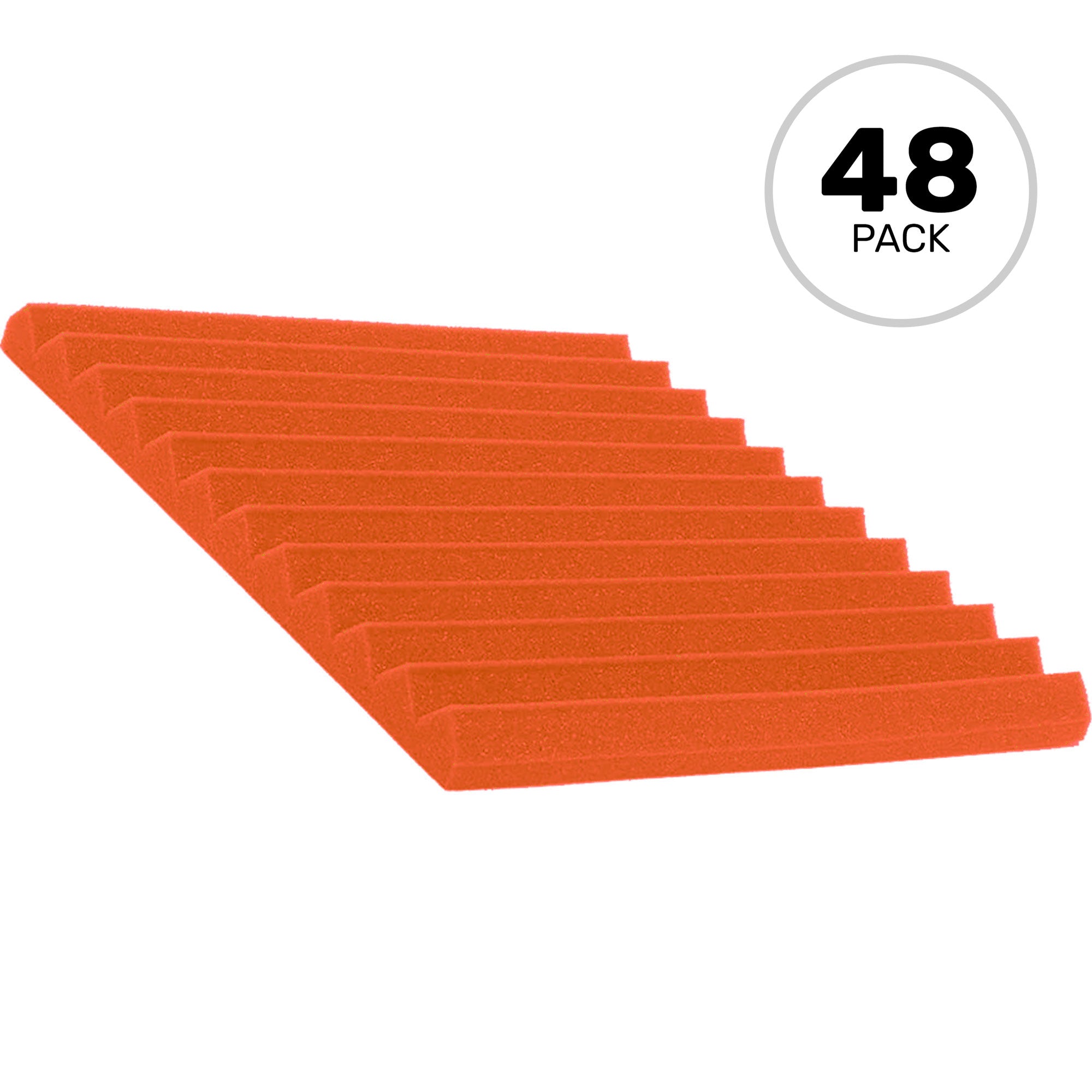 Performance Audio 12" x 12" x 1" Wedge Acoustic Foam Tile (Orange, 48 Pack)