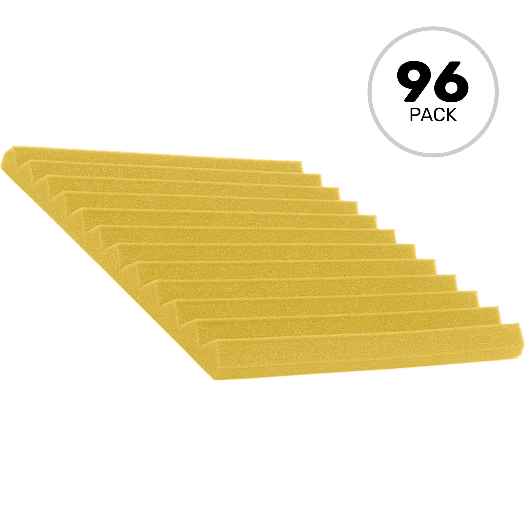 Performance Audio 12" x 12" x 1" Wedge Acoustic Foam Tile (Yellow, 96 Pack)