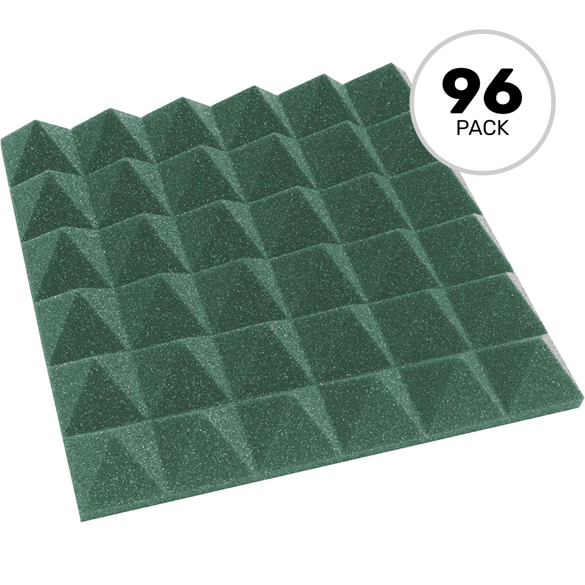 Performance Audio 12" x 12" x 2" Pyramid Acoustic Foam Tile (Forest Green, 96 Pack)