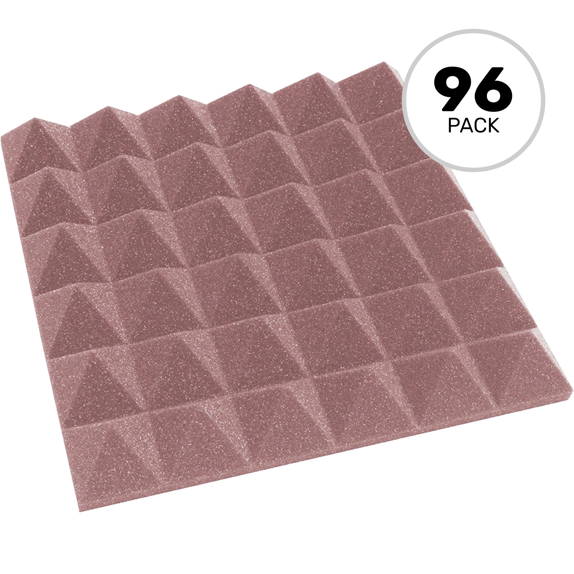 Performance Audio 12" x 12" x 2" Pyramid Acoustic Foam Tile (Rosy Beige, 96 Pack)