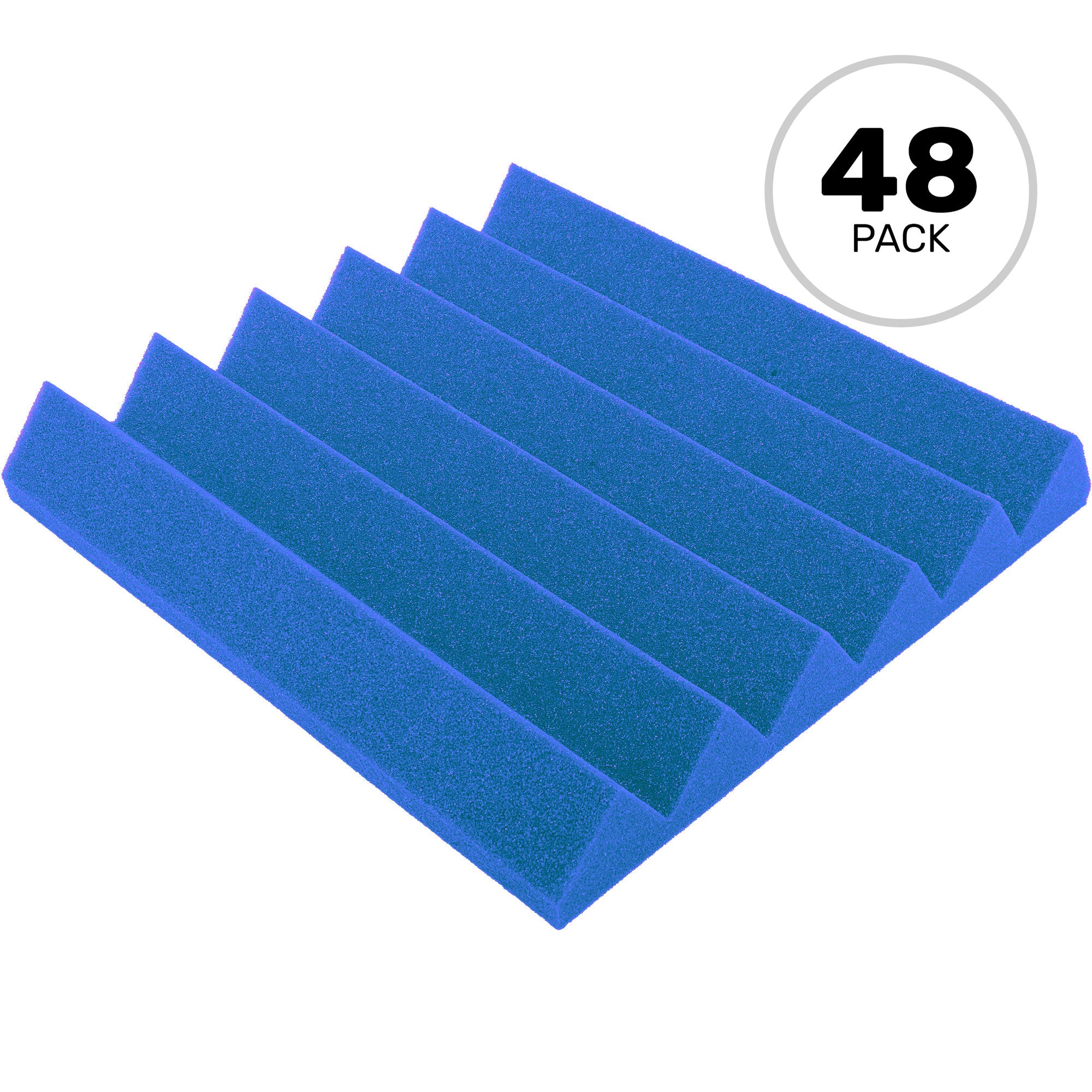 Performance Audio 12" x 12" x 2" Wedge Acoustic Foam Tile (Blue, 48 Pack)