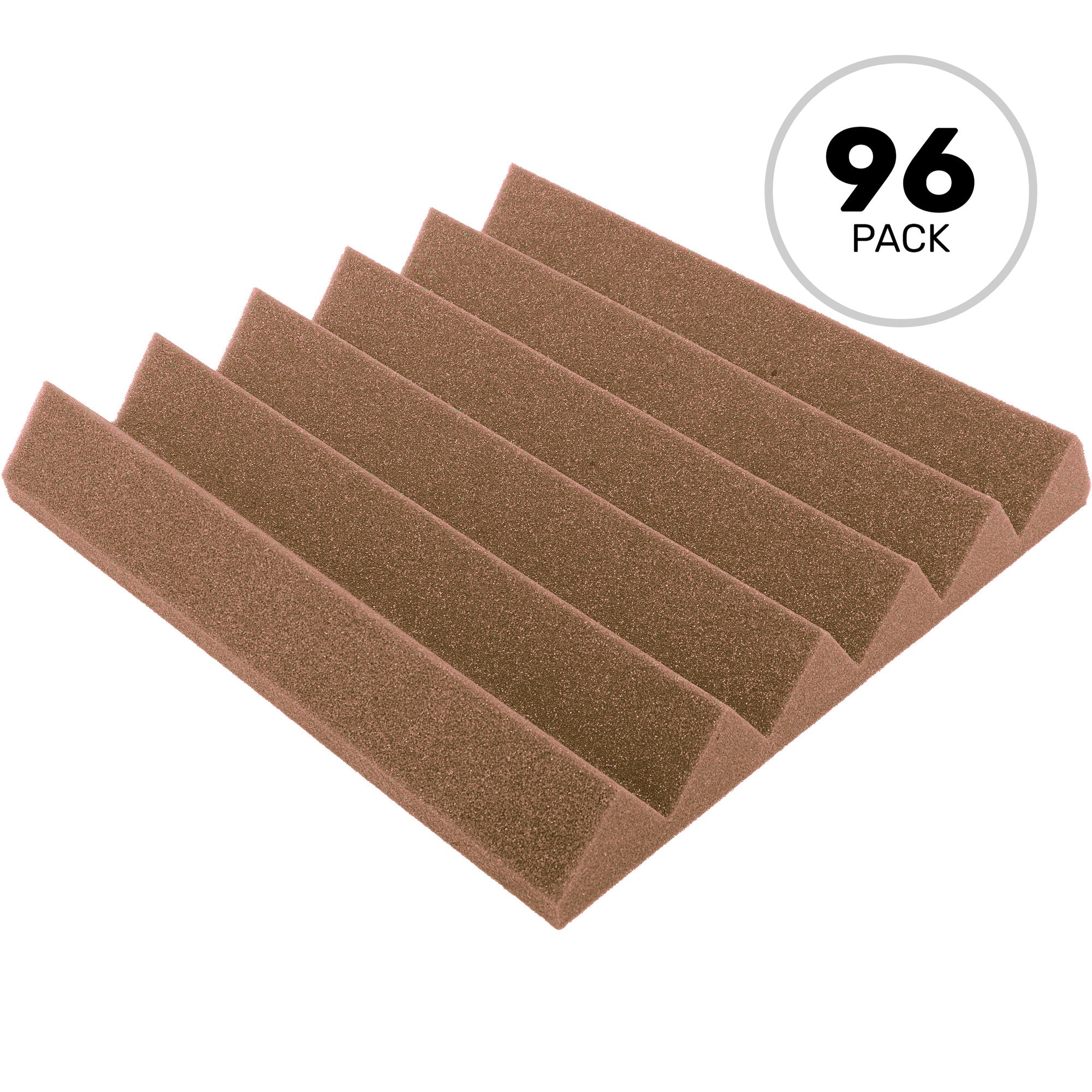 Performance Audio 12" x 12" x 2" Wedge Acoustic Foam Tile (Brown, 96 Pack)