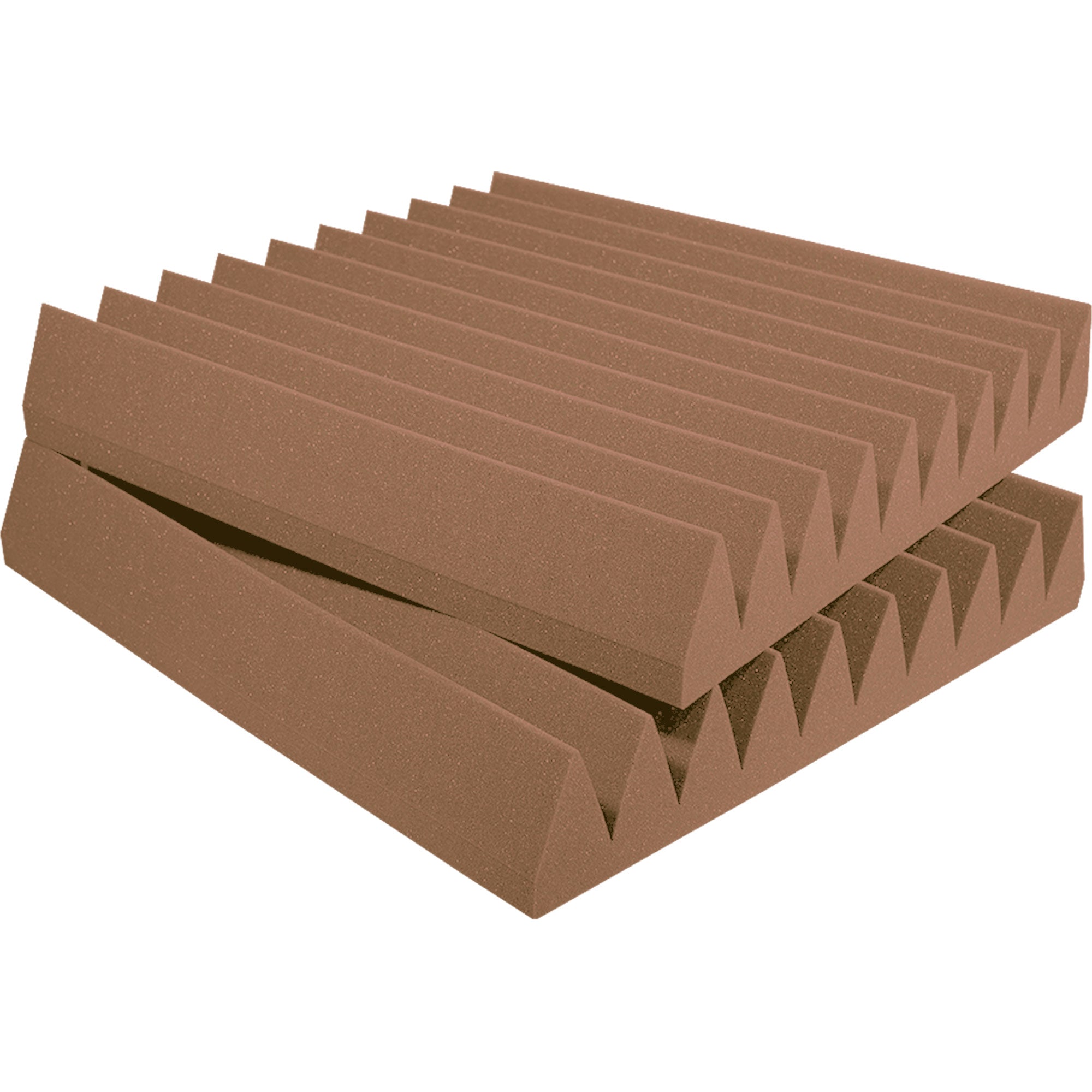 Performance Audio 12" x 12" x 2" Wedge Acoustic Foam Tile (Brown, 48 Pack)