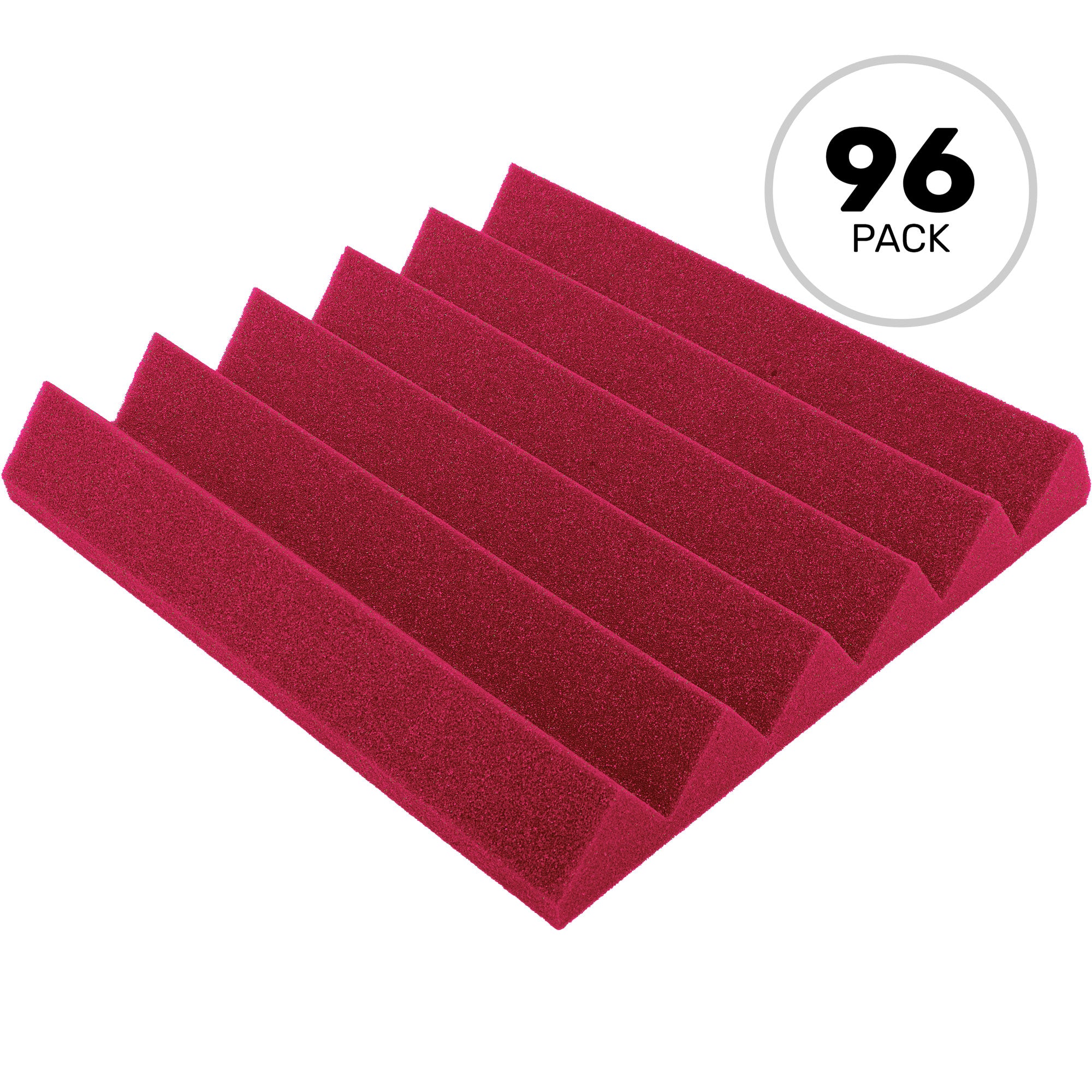 Performance Audio 12" x 12" x 2" Wedge Acoustic Foam Tile (Burgundy, 96 Pack)