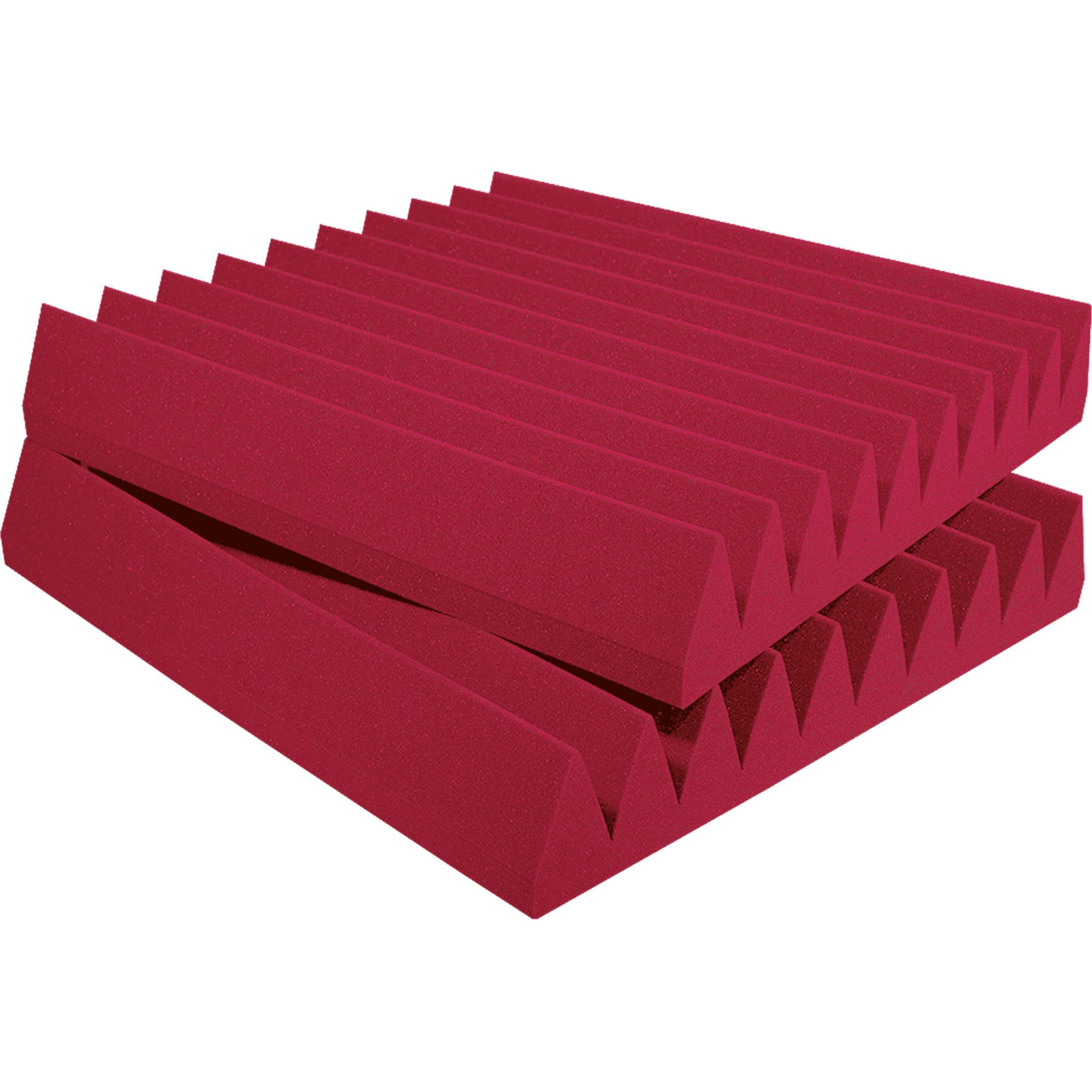 Performance Audio 12" x 12" x 2" Wedge Acoustic Foam Tile (Burgundy, 48 Pack)