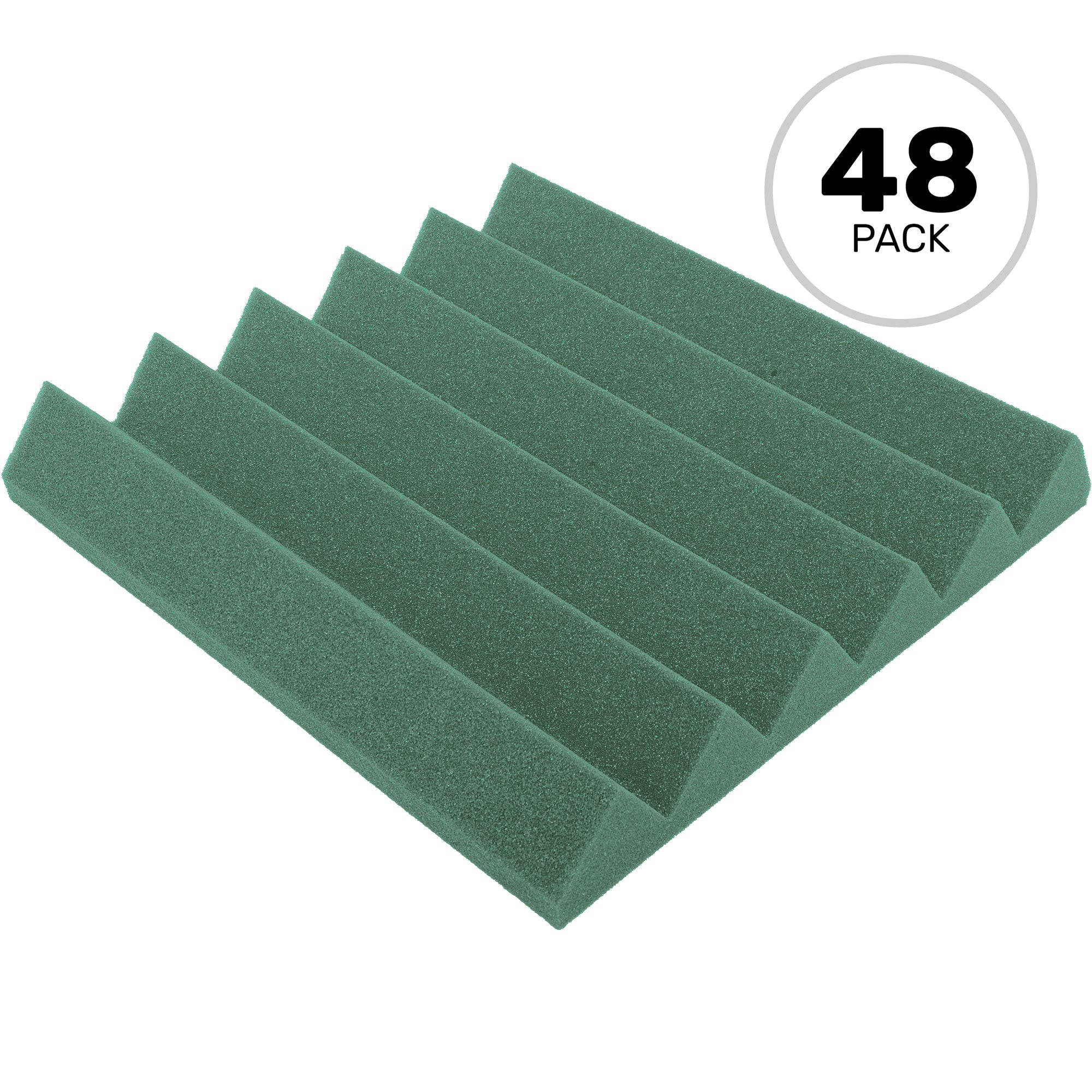 Performance Audio 12" x 12" x 2" Wedge Acoustic Foam Tile (Forest Green, 48 Pack)