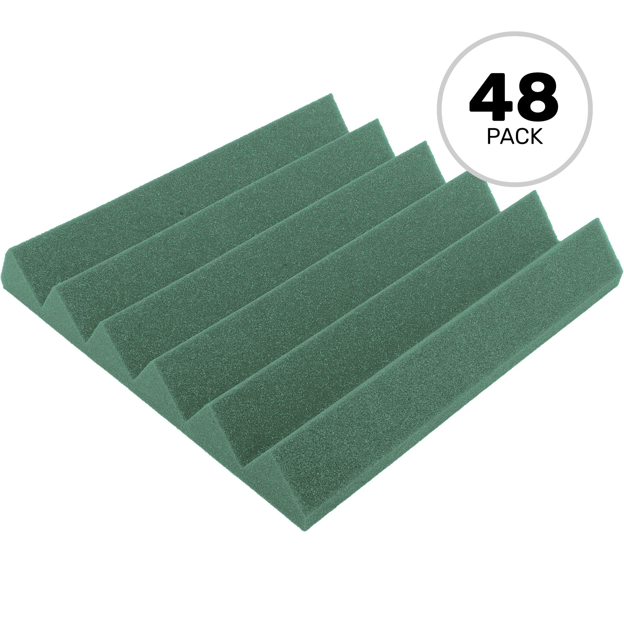 Performance Audio 12" x 12" x 2" Wedge Acoustic Foam Tile (Forest Green, 48 Pack)