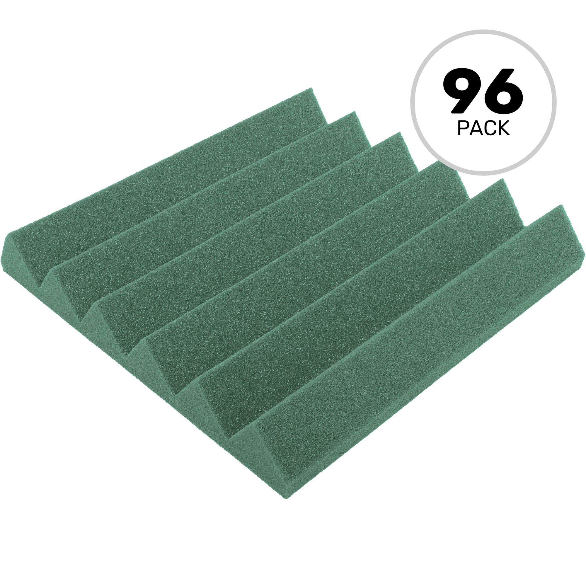 Performance Audio 12" x 12" x 2" Wedge Acoustic Foam Tile (Forest Green, 96 Pack)