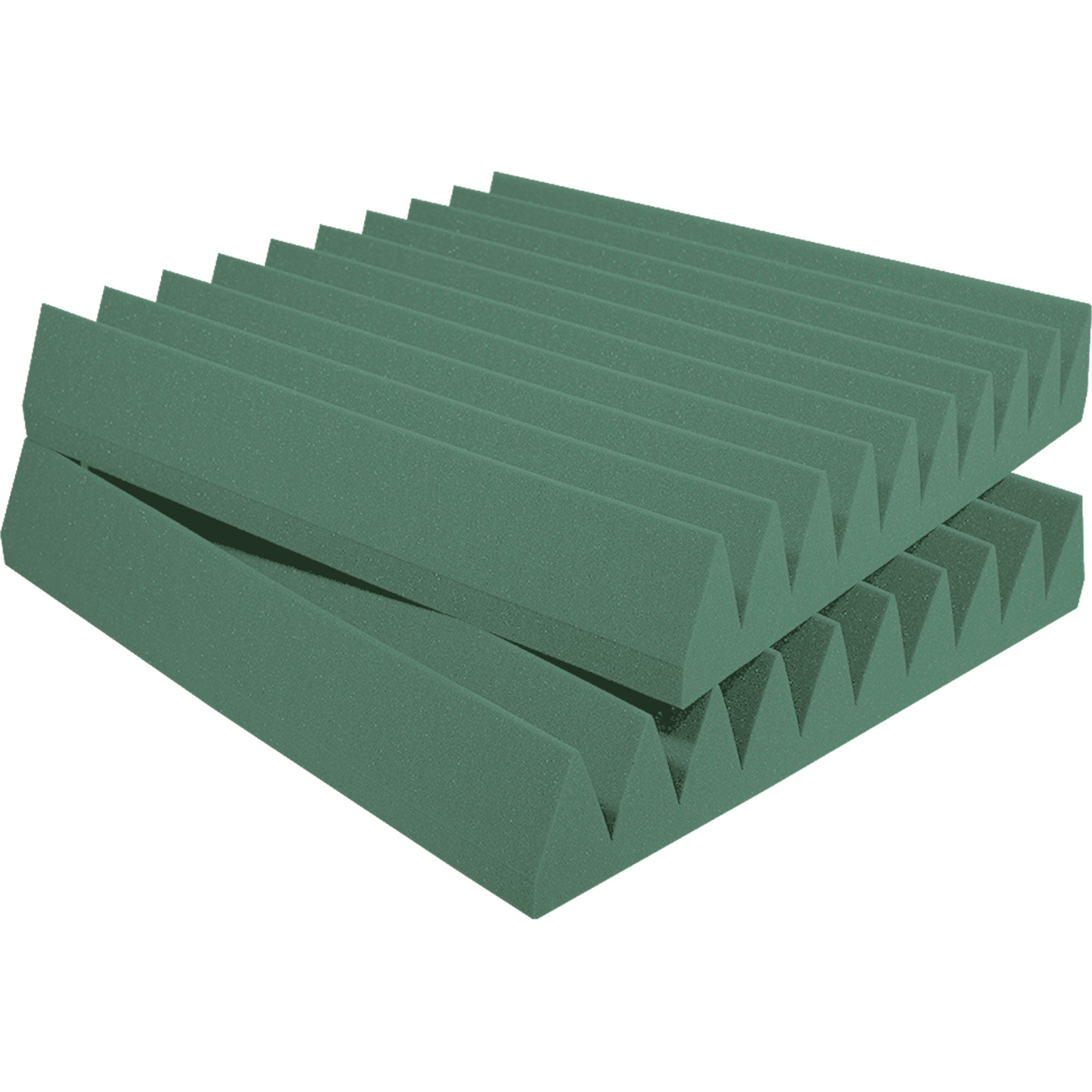 Performance Audio 12" x 12" x 2" Wedge Acoustic Foam Tile (Forest Green, 48 Pack)