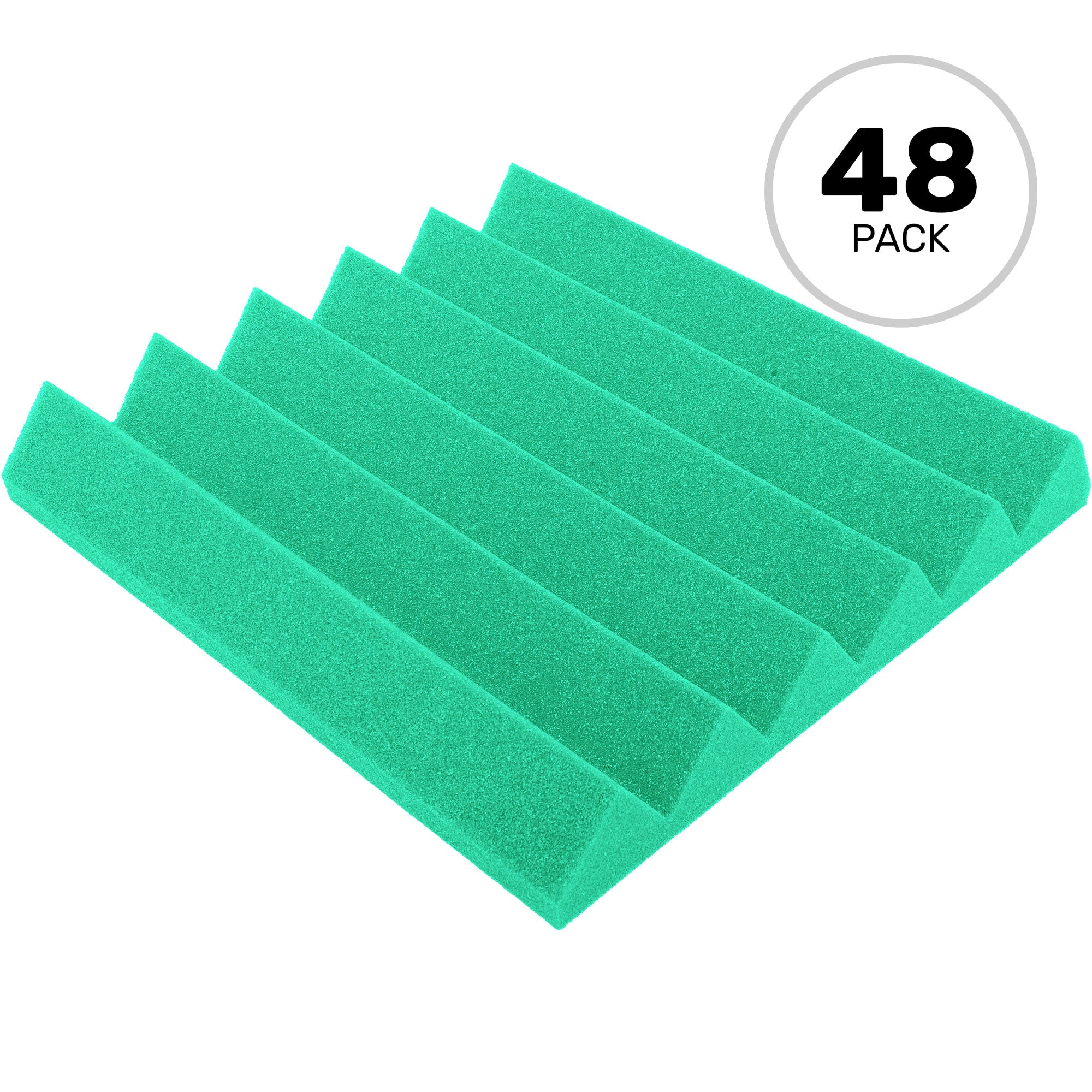 Performance Audio 12" x 12" x 2" Wedge Acoustic Foam Tile (Kelly Green, 48 Pack)