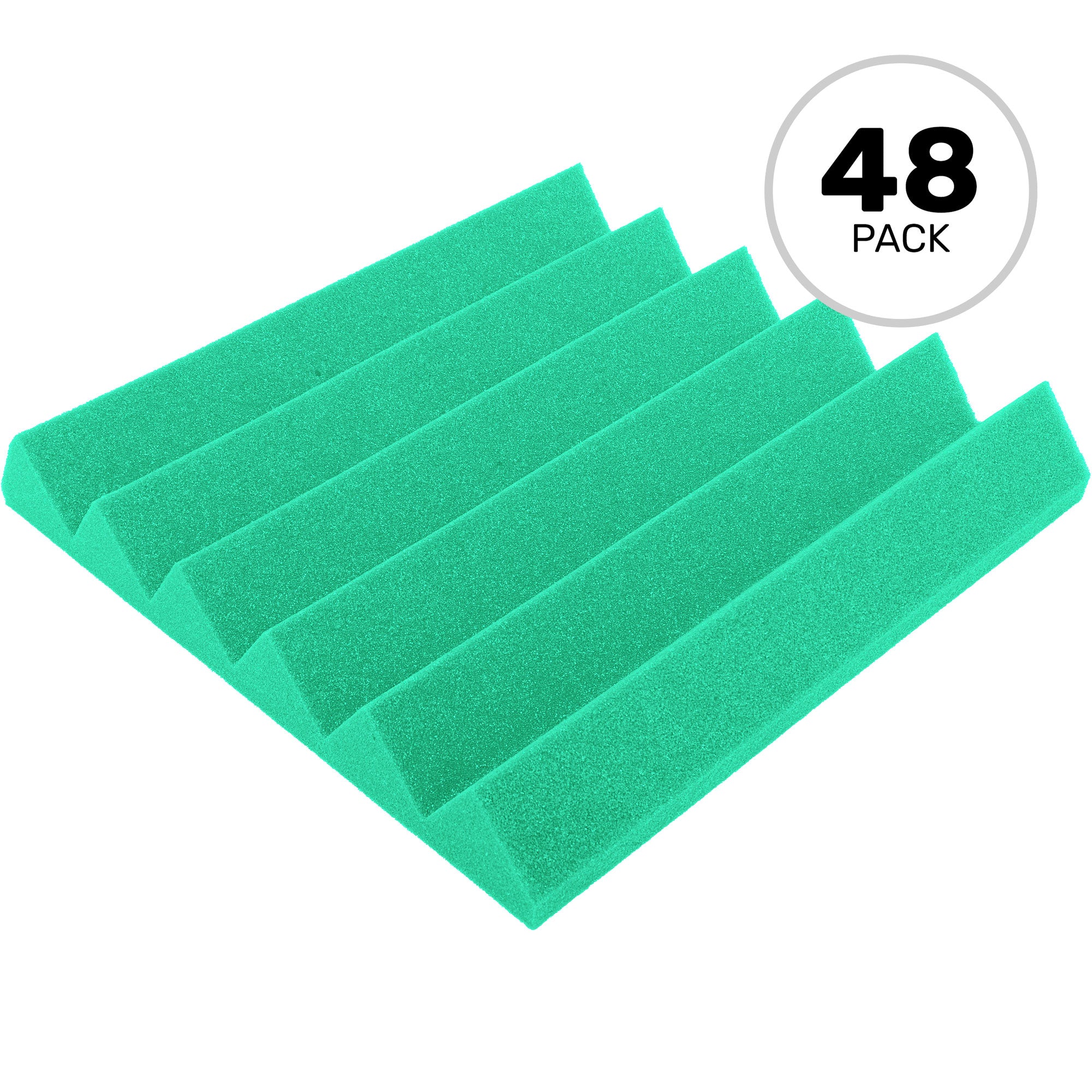 Performance Audio 12" x 12" x 2" Wedge Acoustic Foam Tile (Kelly Green, 48 Pack)