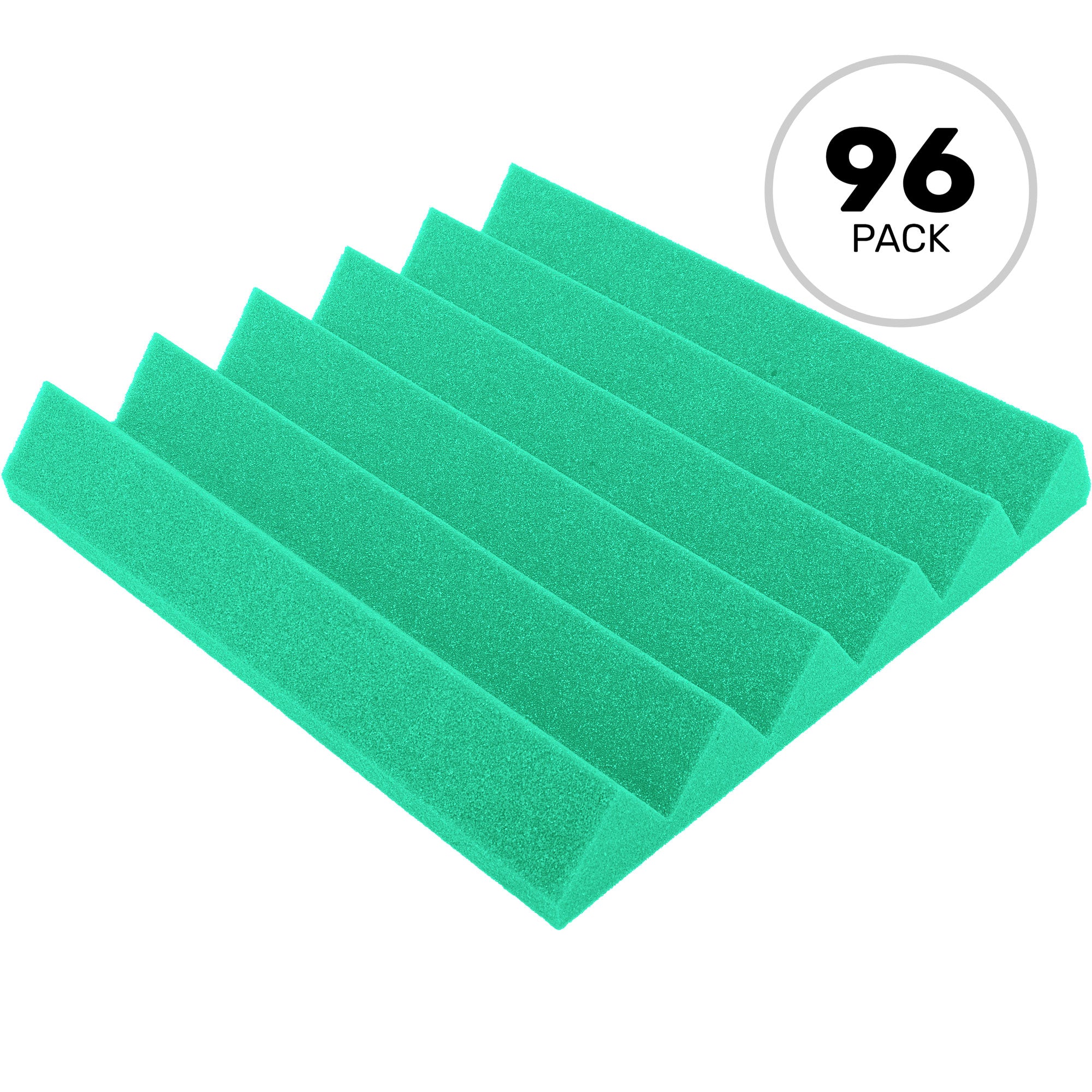 Performance Audio 12" x 12" x 2" Wedge Acoustic Foam Tile (Kelly Green, 96 Pack)