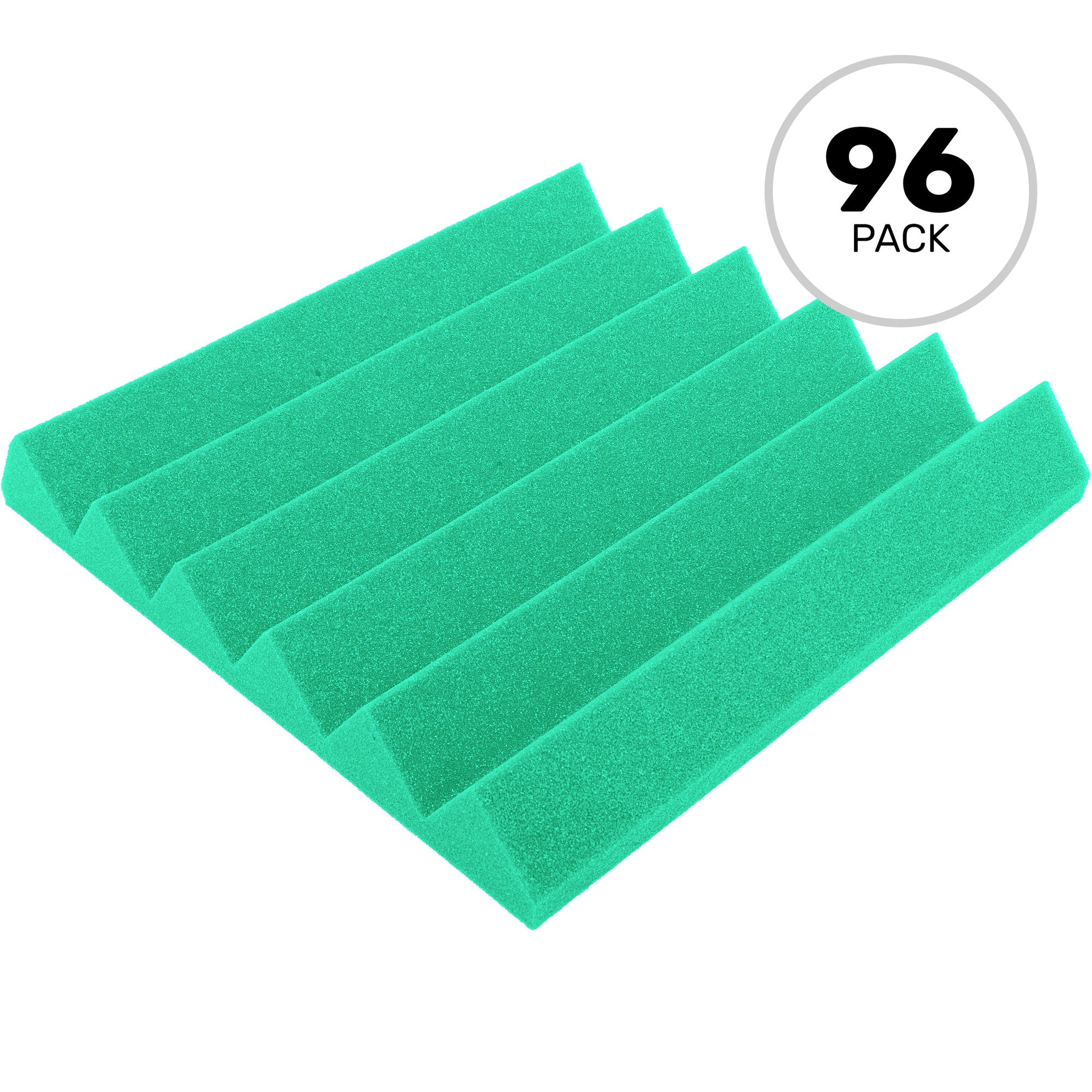 Performance Audio 12" x 12" x 2" Wedge Acoustic Foam Tile (Kelly Green, 96 Pack)