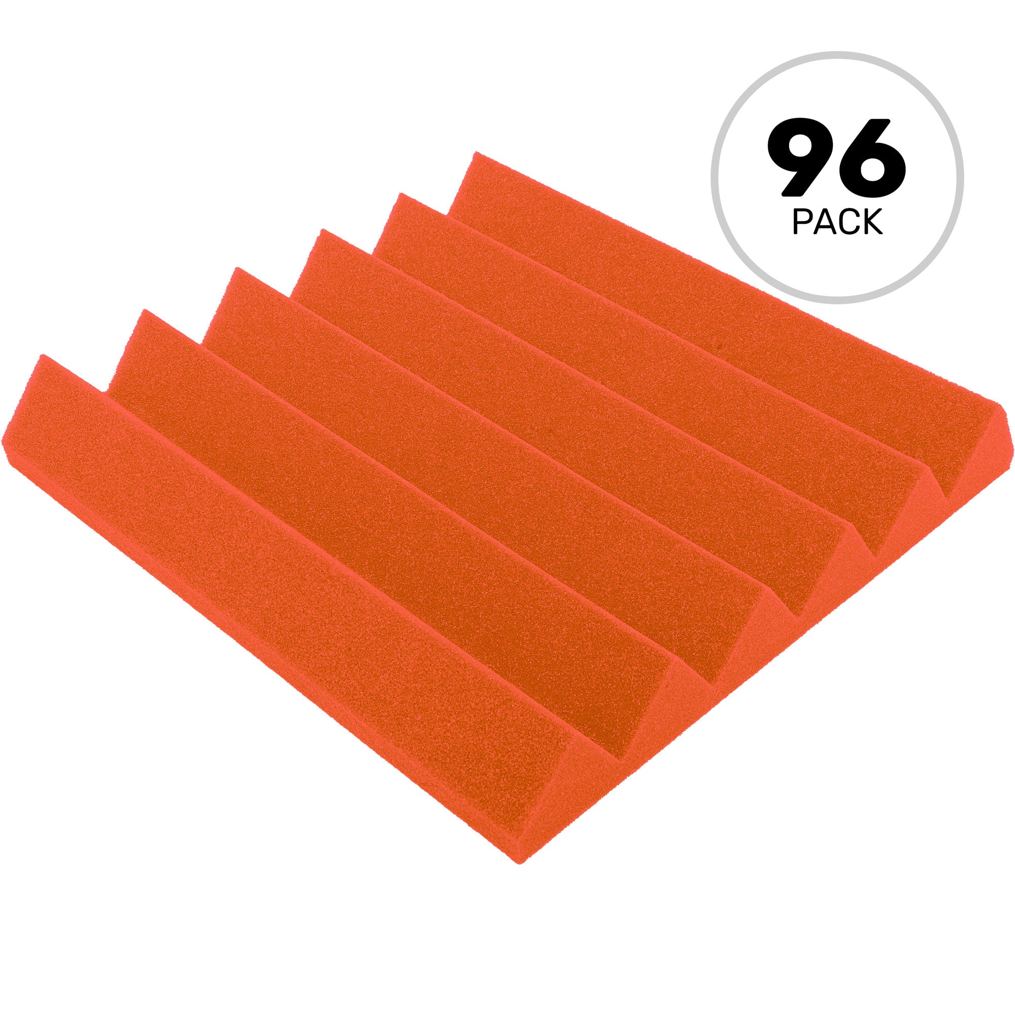 Performance Audio 12" x 12" x 2" Wedge Acoustic Foam Tile (Orange, 96 Pack)