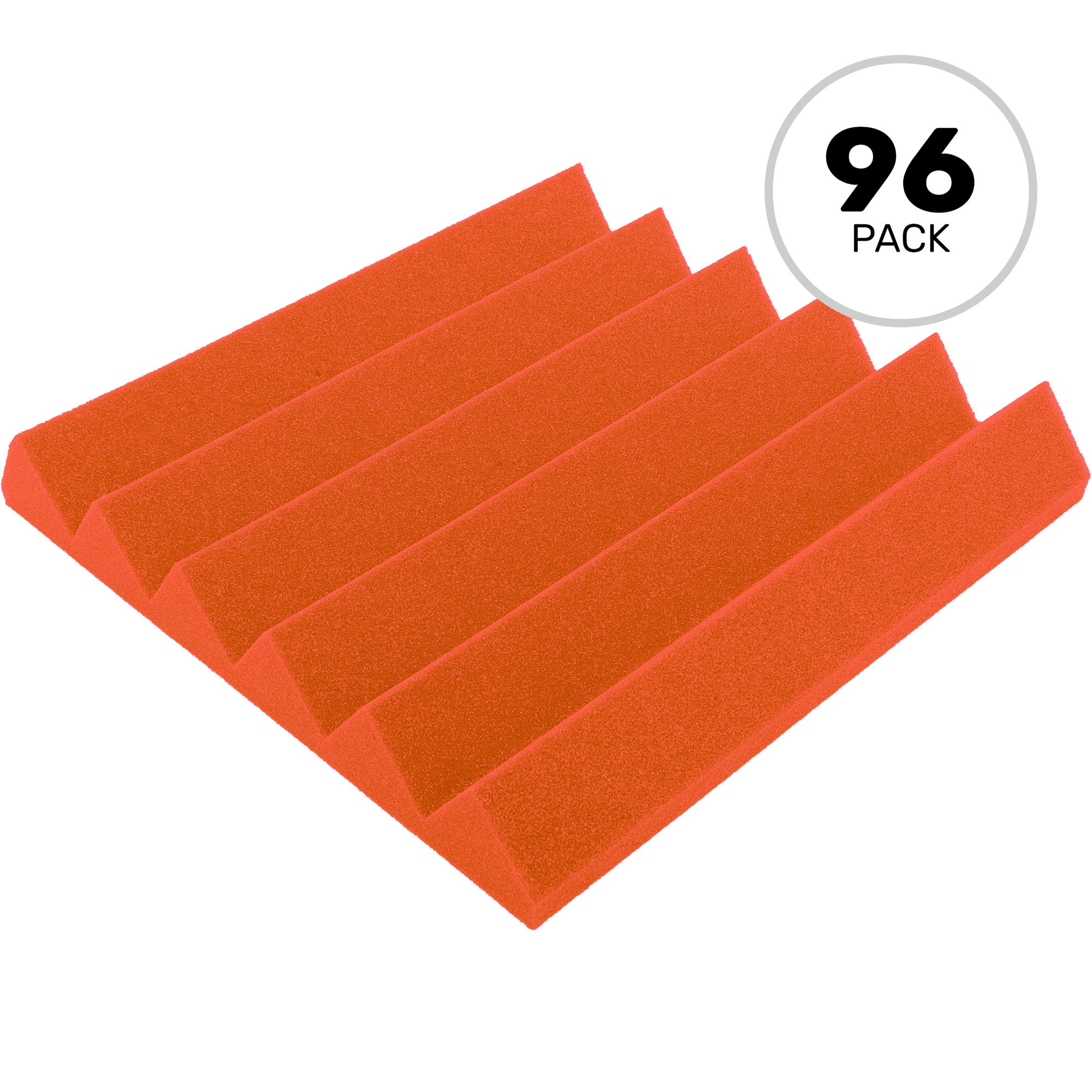 Performance Audio 12" x 12" x 2" Wedge Acoustic Foam Tile (Orange, 96 Pack)