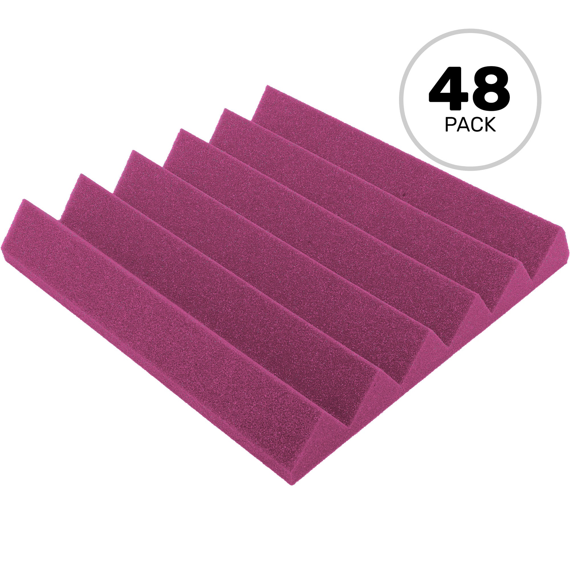 Performance Audio 12" x 12" x 2" Wedge Acoustic Foam Tile (Plum, 48 Pack)