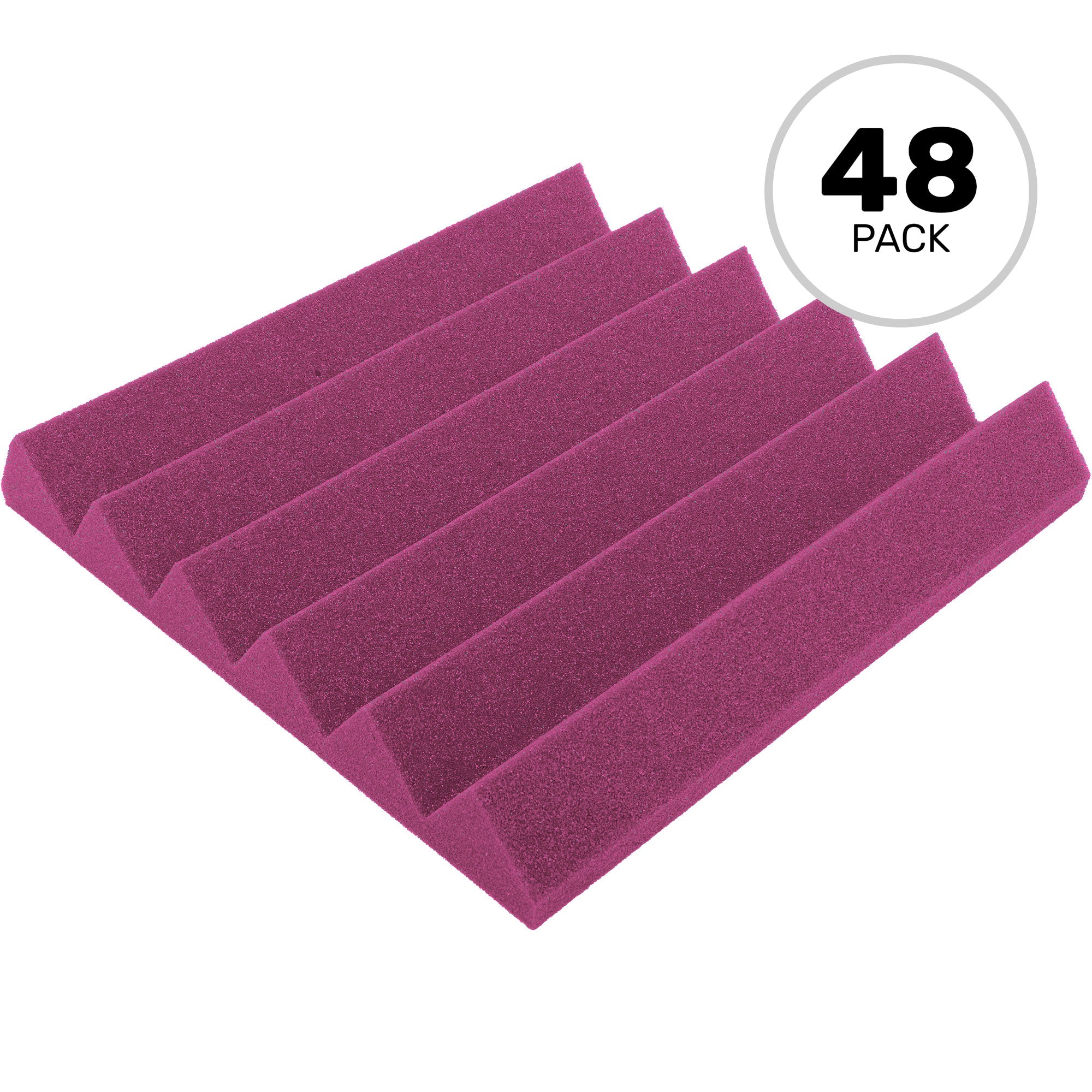 Performance Audio 12" x 12" x 2" Wedge Acoustic Foam Tile (Plum, 48 Pack)