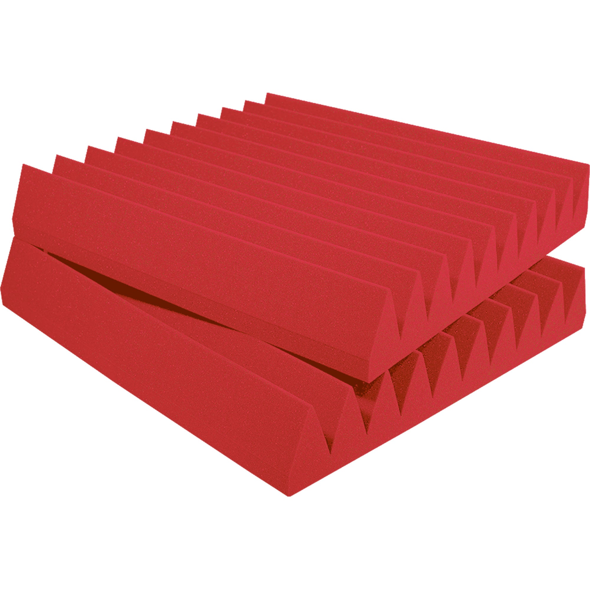 Performance Audio 12" x 12" x 2" Wedge Acoustic Foam Tile (Red, 48 Pack)