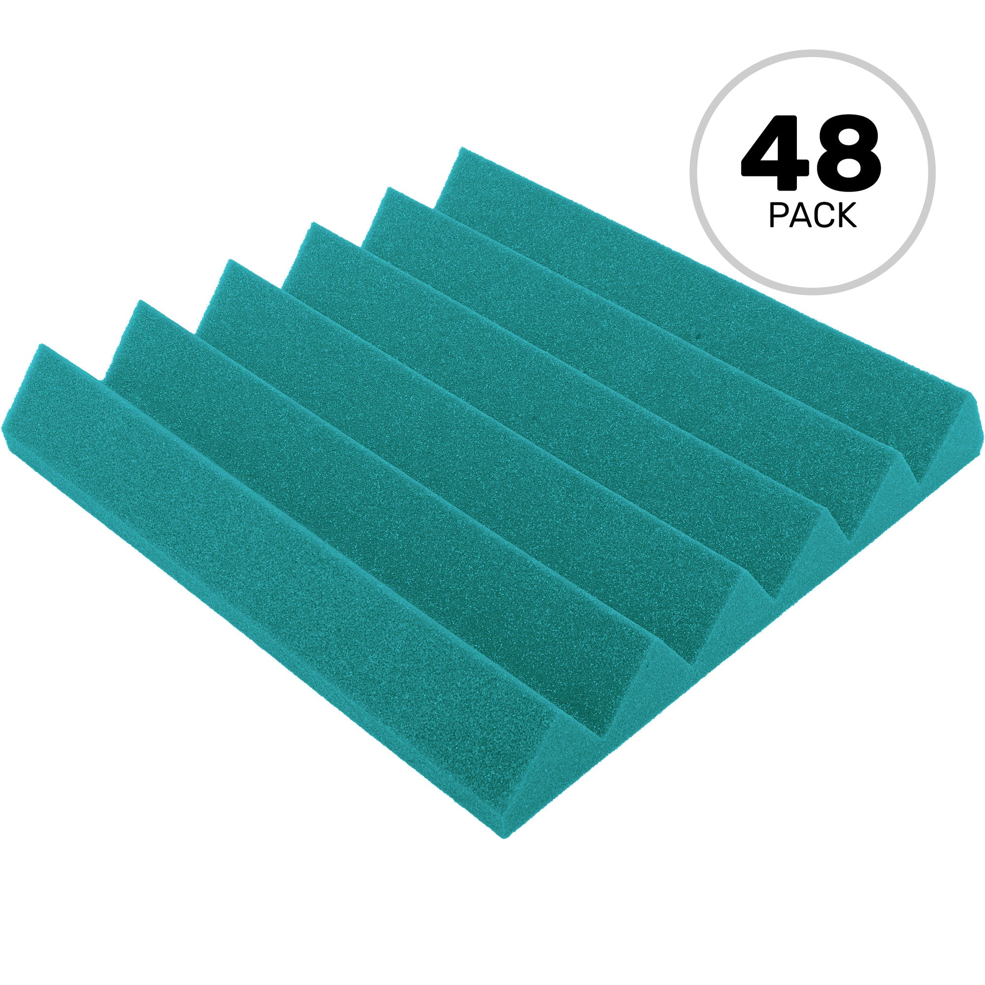 Performance Audio 12" x 12" x 2" Wedge Acoustic Foam Tile (Teal, 48 Pack)