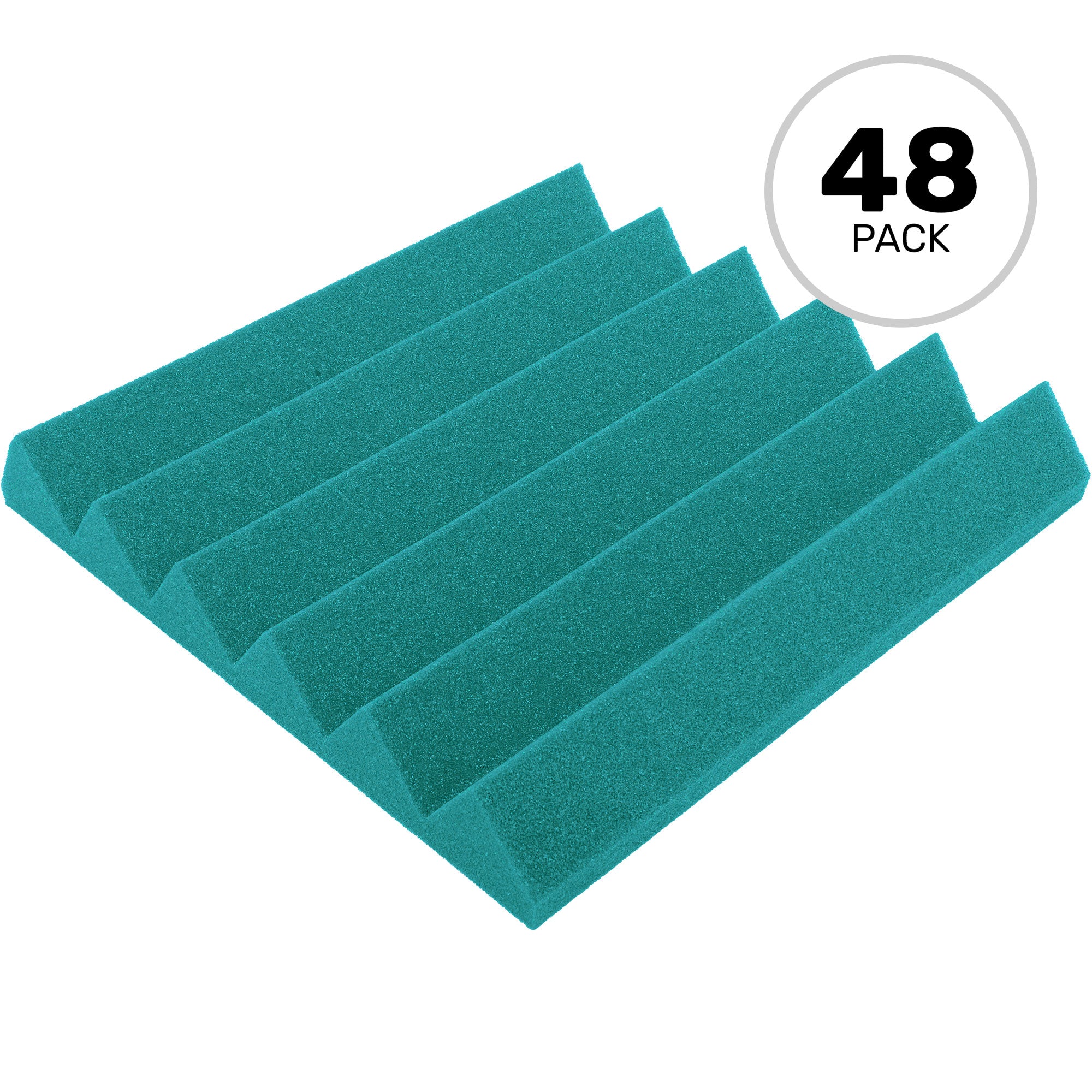 Performance Audio 12" x 12" x 2" Wedge Acoustic Foam Tile (Teal, 48 Pack)