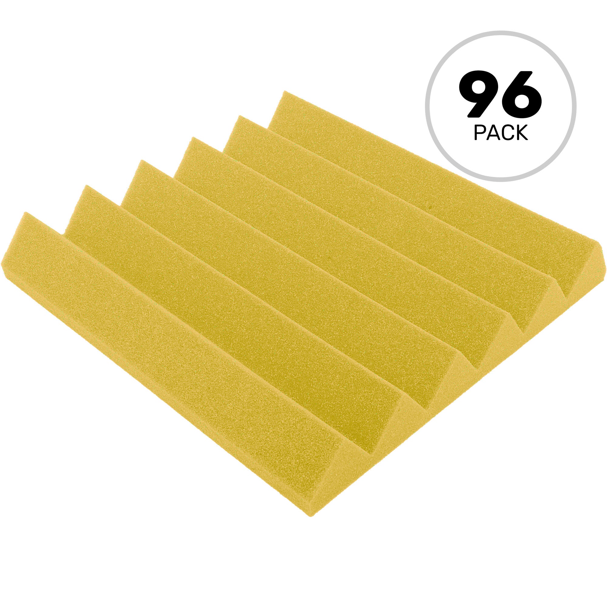 Performance Audio 12" x 12" x 2" Wedge Acoustic Foam Tile (Yellow, 96 Pack)