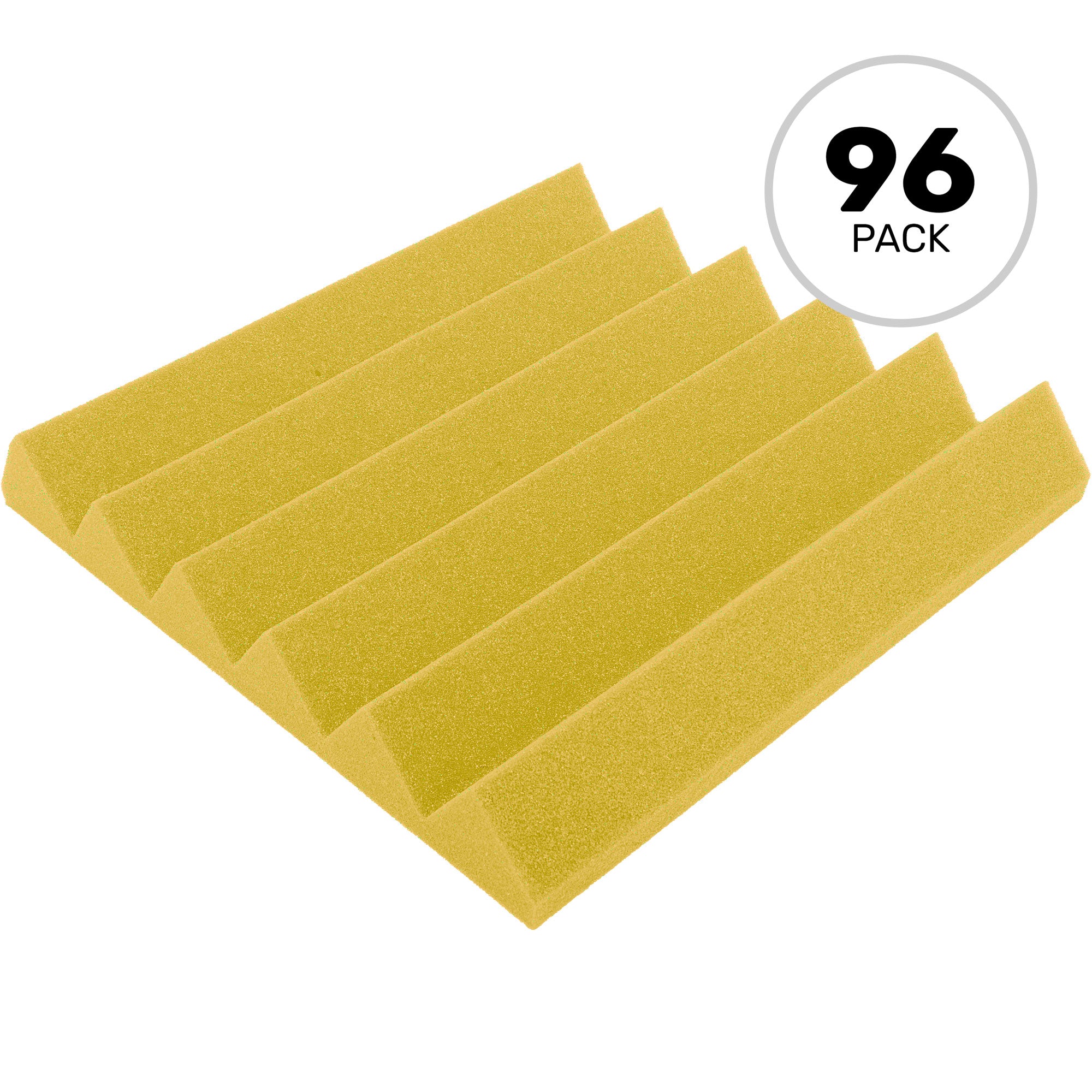 Performance Audio 12" x 12" x 2" Wedge Acoustic Foam Tile (Yellow, 96 Pack)