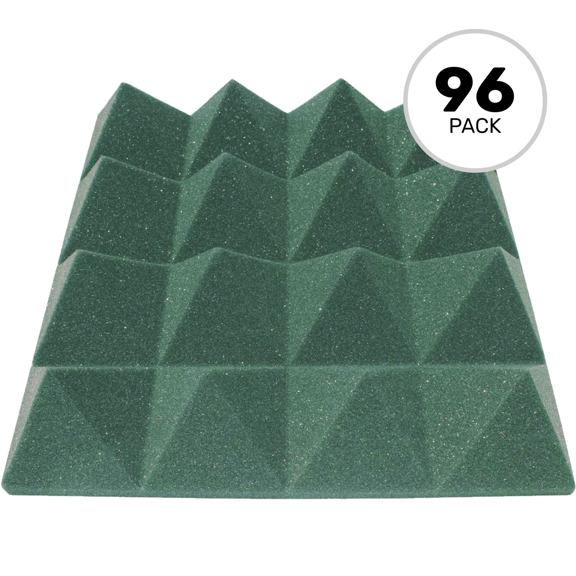 Performance Audio 12" x 12" x 3" Pyramid Acoustic Foam Tile (Forest Green, 96 Pack)