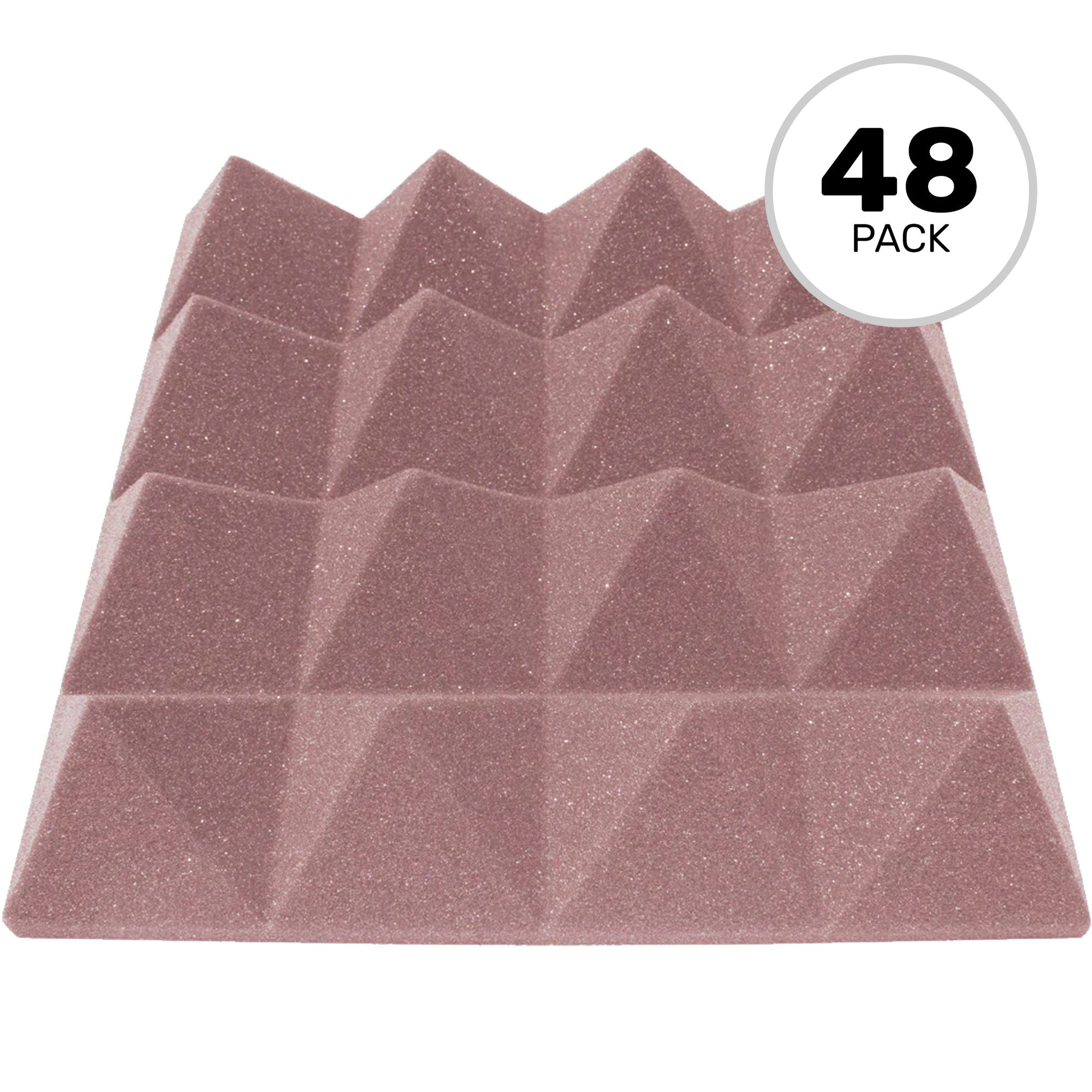 Performance Audio 12" x 12" x 3" Pyramid Acoustic Foam Tile (Rosy Beige, 48 Pack)